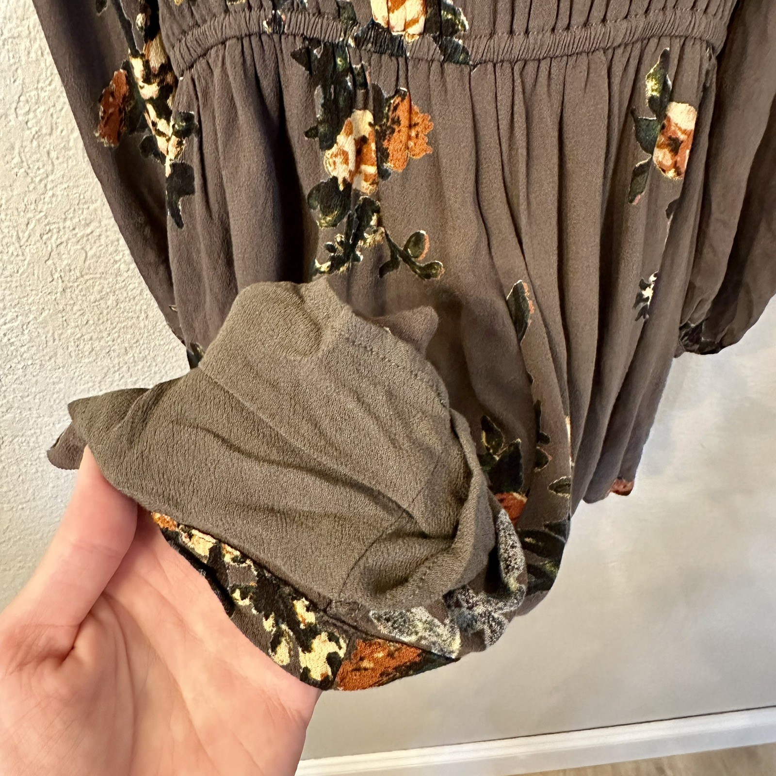 Free People Romper Floral Size XS. Grey Green Fall