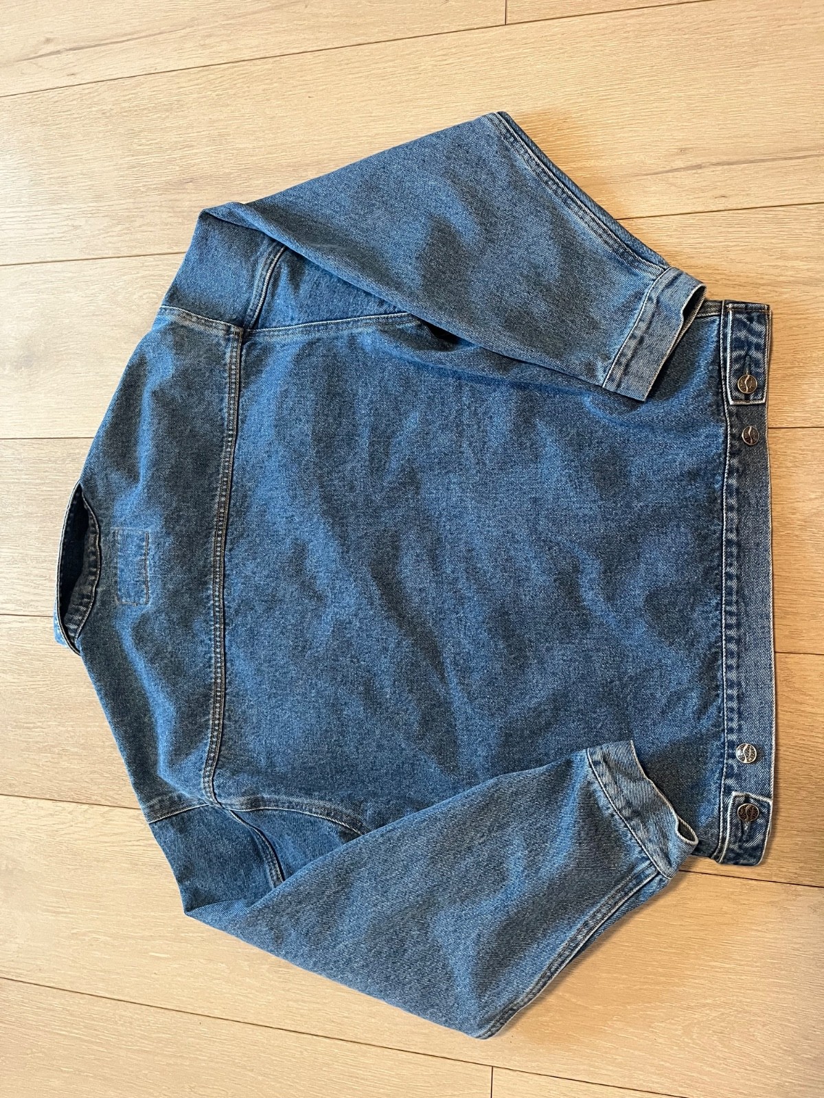 port authority mens blue denim medium wash toyota car embroidered jean jacket m