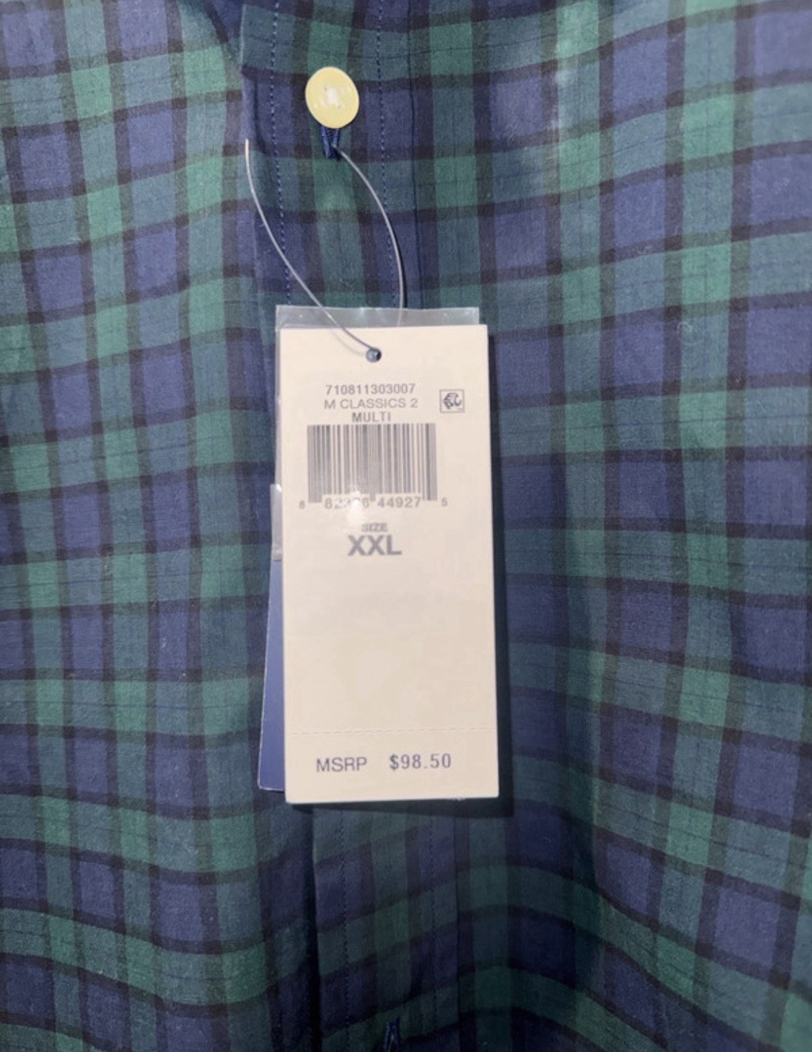 Ralph Lauren Classic Fit Green Blue Plaid Cotton Button-Down Shirt XXL
