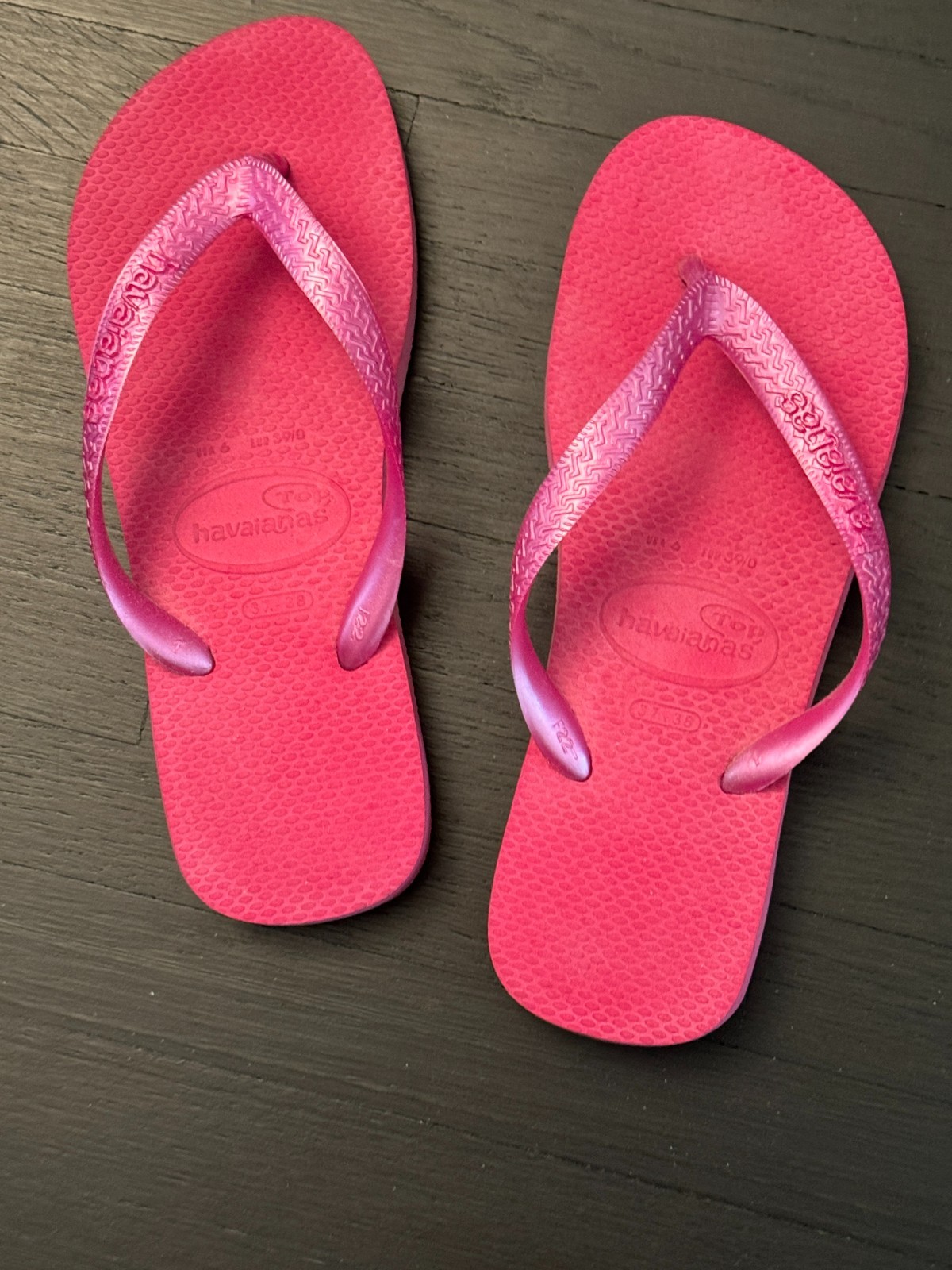 Havaianas Slim Metallic Pink Rose Flip Flops Sandals Women’s Size 37-38 Brazil