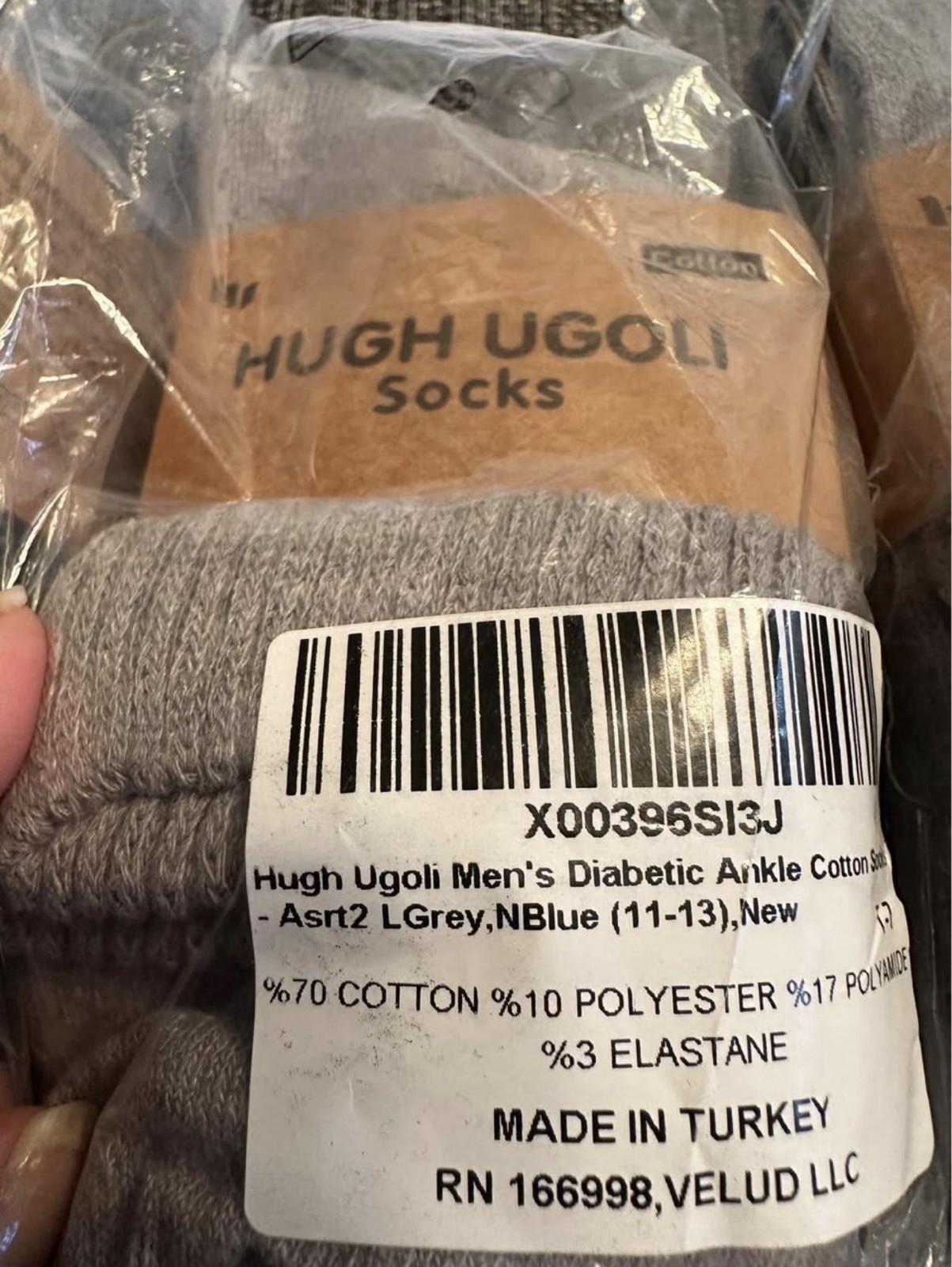 Pack of 4 Hugh Ugoli Men’s Diabetic Ankle Socks size 11-13