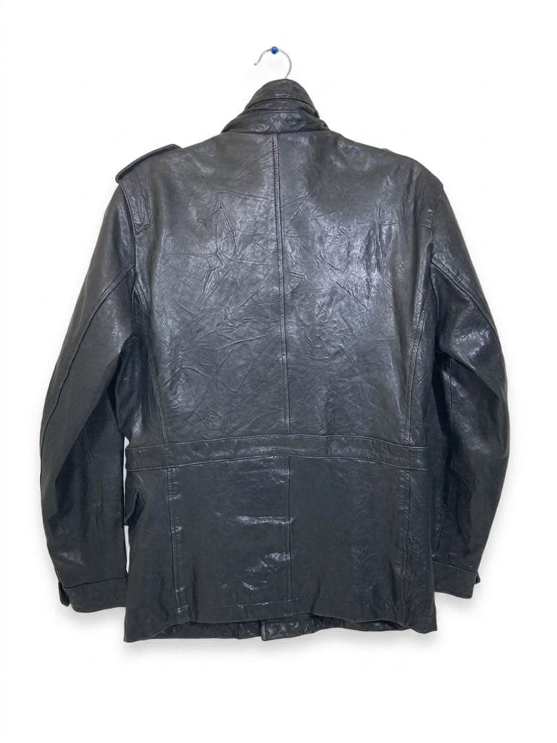 AVIREX VARSITY Leather Jacket Blouson Coat Men Size L Black Genuine