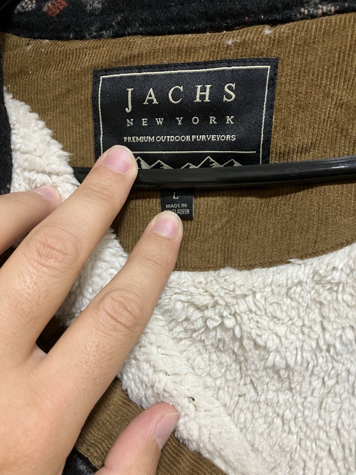 NWT “Jachs New York” Mens Aztec Jacket SherpaLined Black/Red/Gray L