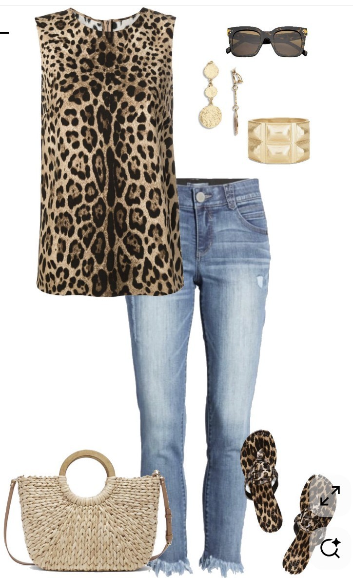 NWT B Wear Embellished Leopard Animal Print Brown Black Blouse – Women’s Size L