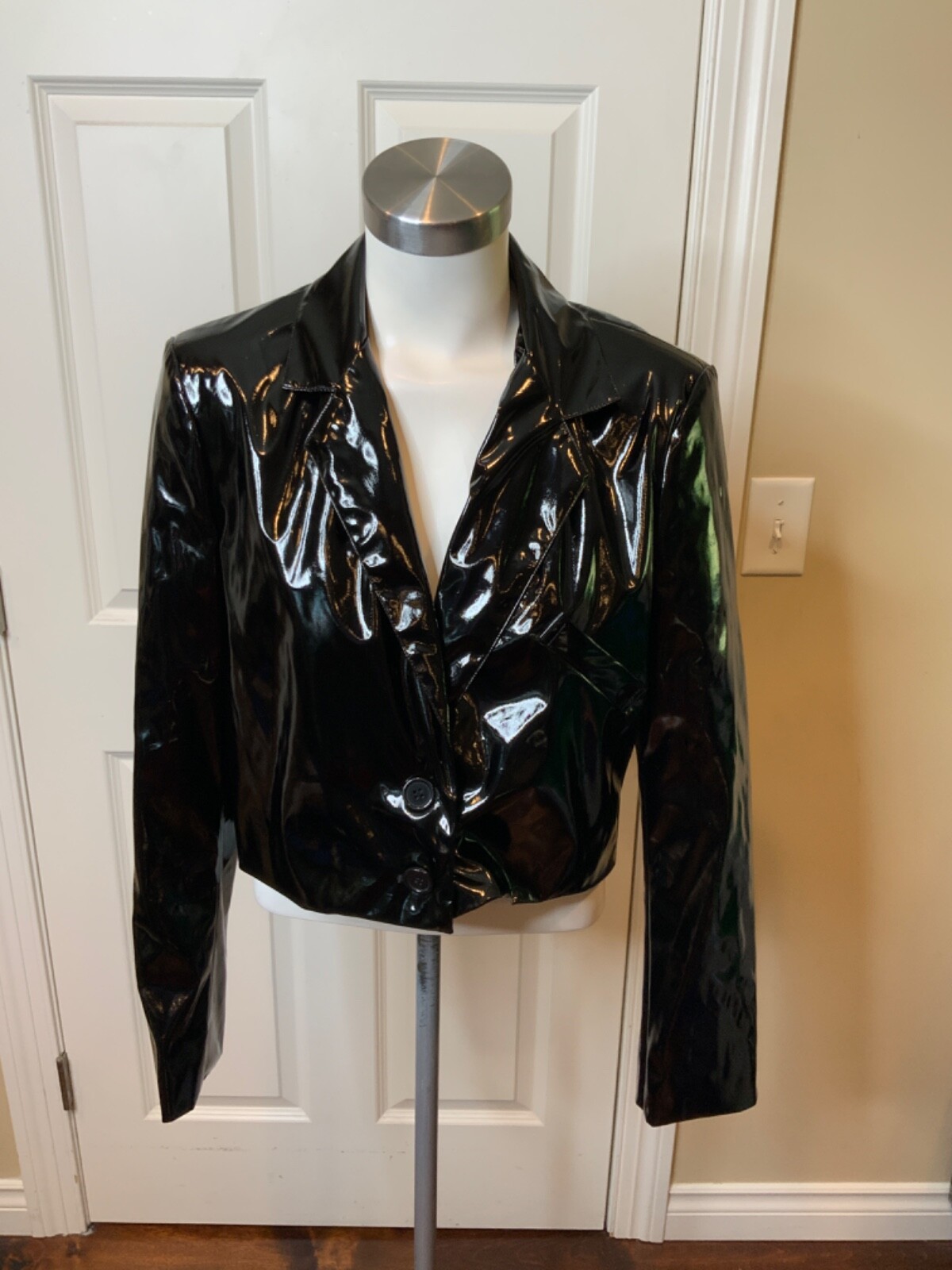 Baum Und Pferdgarten Black Vegan Pleather Cropped Jacket Blazer Size M NWT! $259