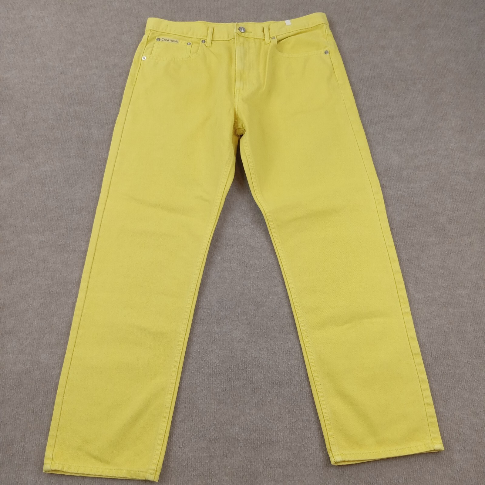 Calvin Klein Jeans Mens 31 (33x28Actual) Yellow Denim Straight Leg Casual