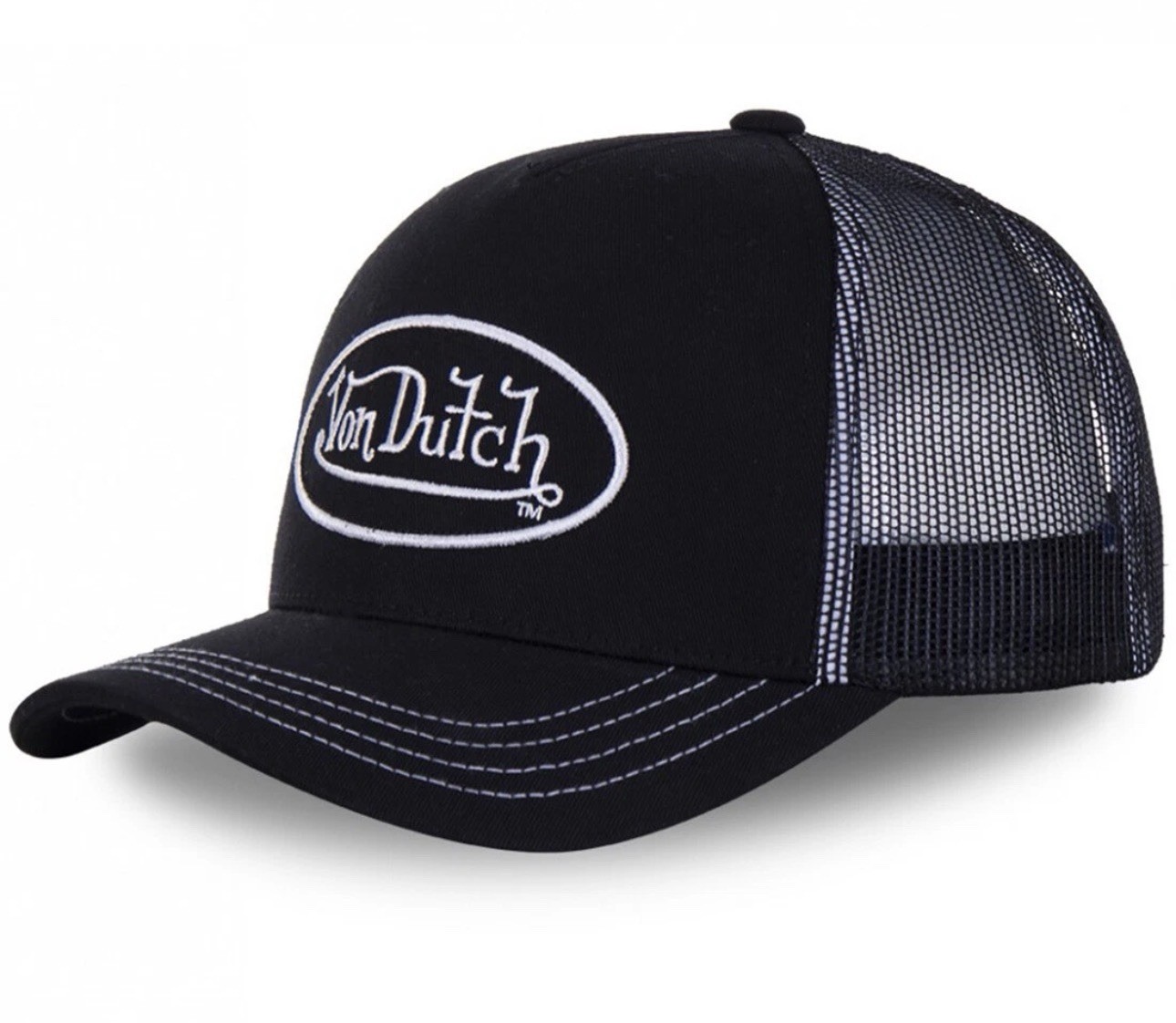 Von Dutch Men’s Trucker Hat Adjustable Mesh Back Black Red Beige Blue One Size