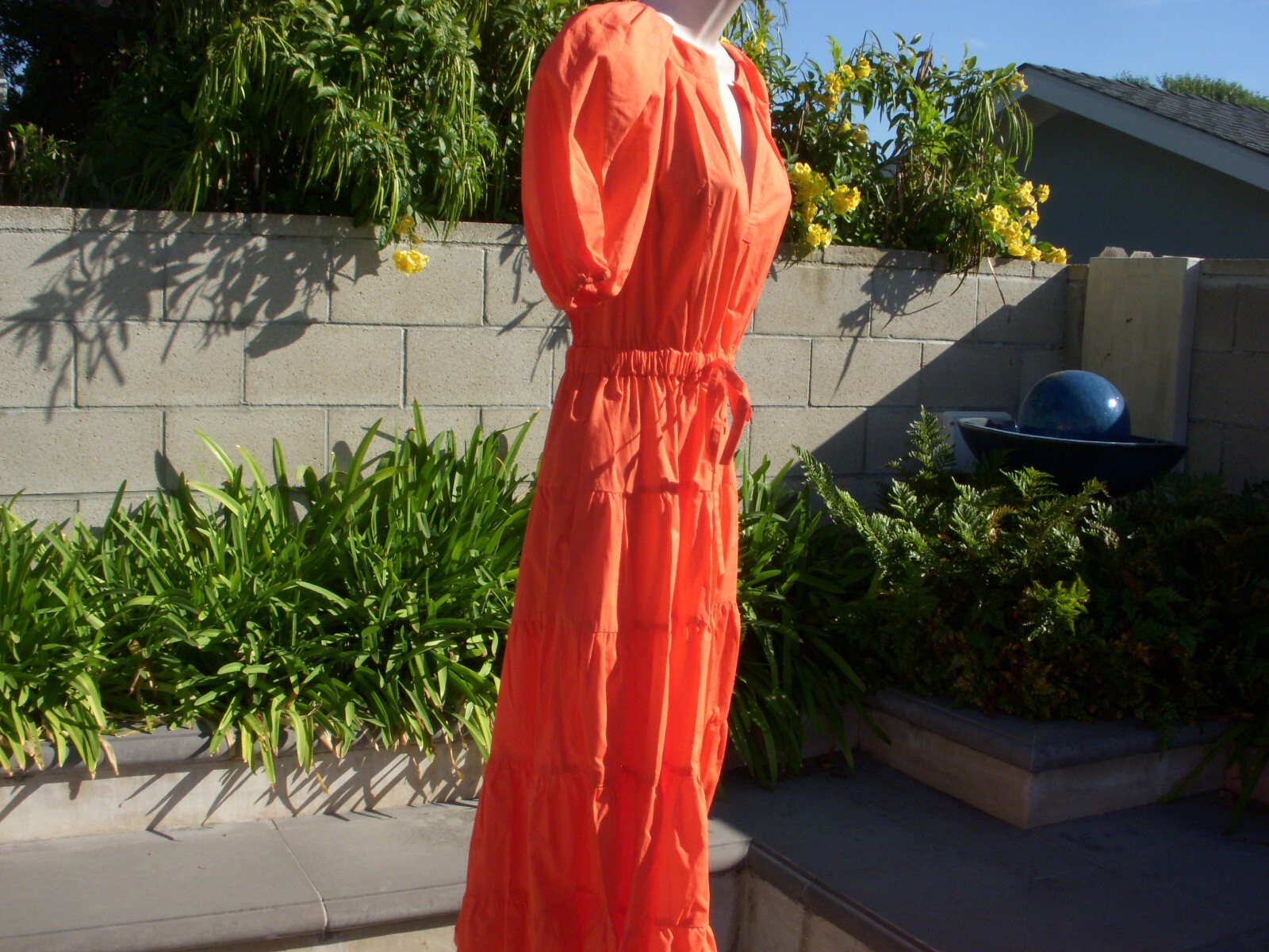 Ulla Johnson OLINA White Blanc or Coral Cotton Midi Dress, Flounced Skirt Size 2