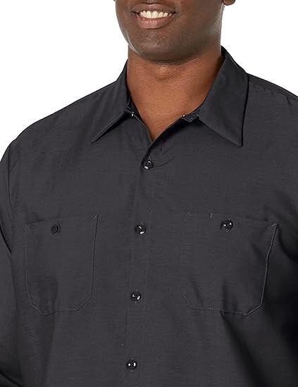 Red Kap Men’s Industrial Long Sleeve Work Shirt, Black