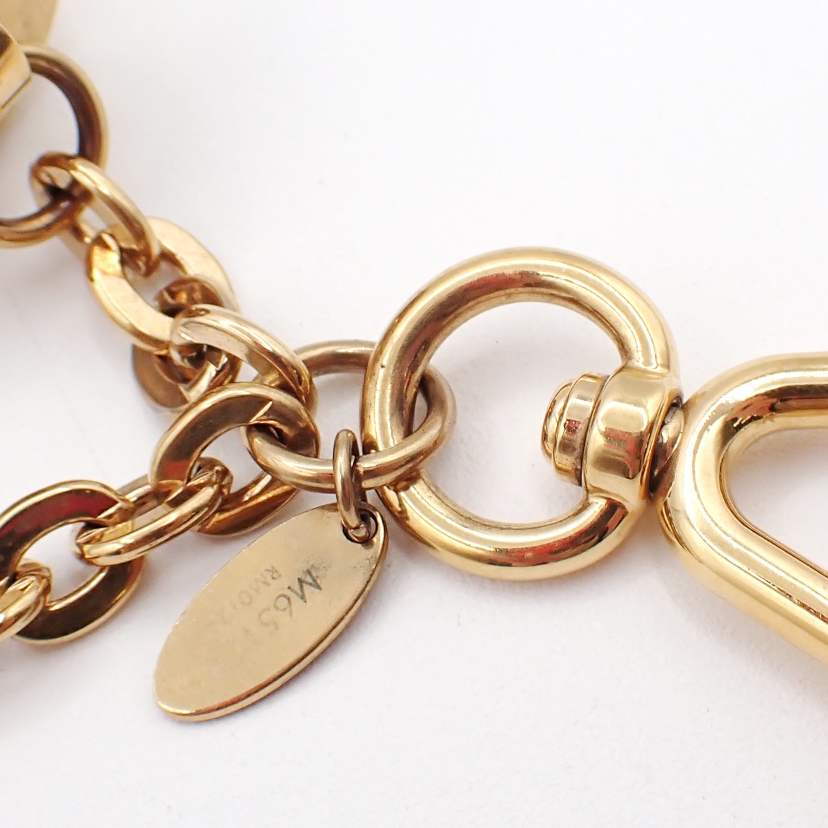 LOUIS VUITTON Logo Tassel Ribbon Bag Charm Blue Leather Gold M65128 62TA573
