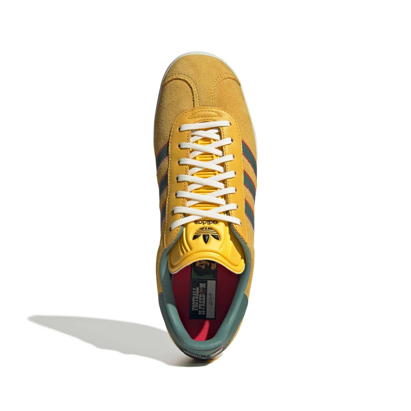 Adidas Men’s Gazelle Jamaica x Bob Marley Shoes Bold Gold/None/Pure Ruby KJ3532