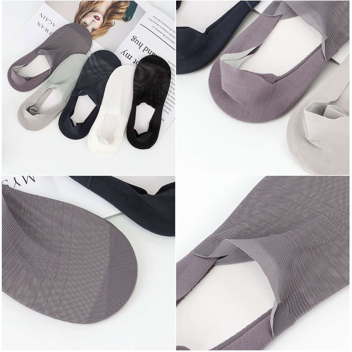 2Pairs Mens Womens Summer No Show Invisible Nonslip Boat Cotton Low Cut Socks
