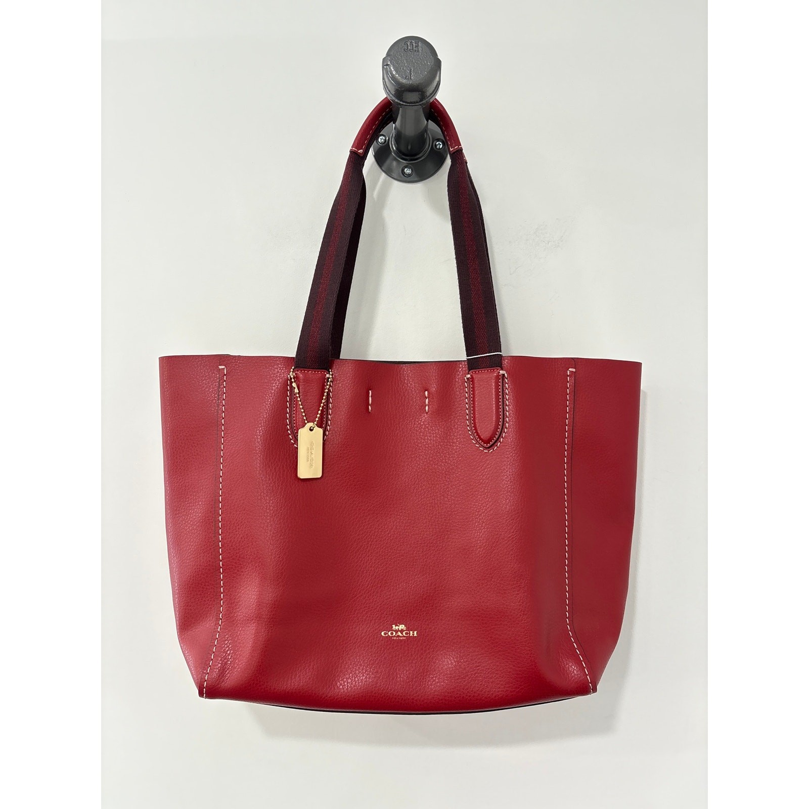 Coach Leather Derby Tote Bag Red