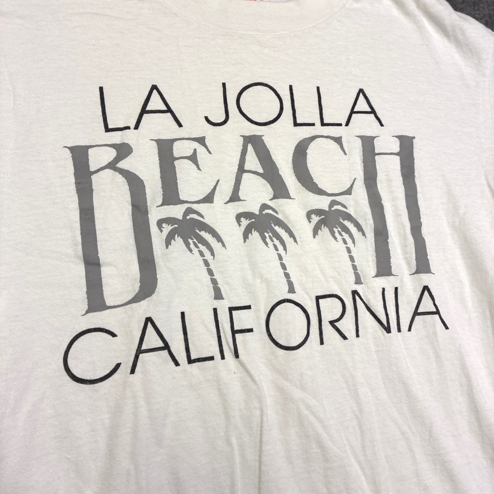 Oneita Long Sleeve T-Shirt Women Large White La Jolla Beach California Vintage