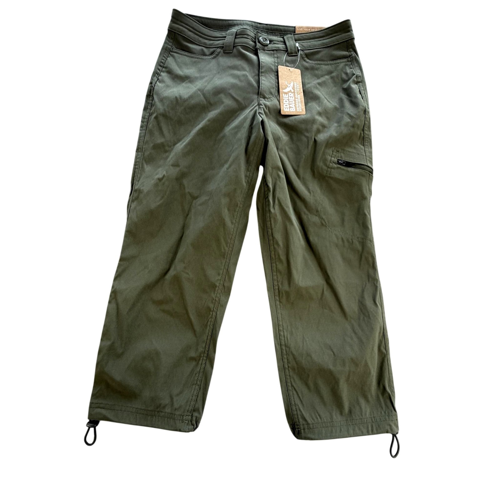 Eddie Bauer Pants Womens 0 Green WR Rainier Capri Stretch Water Resistant UPF50
