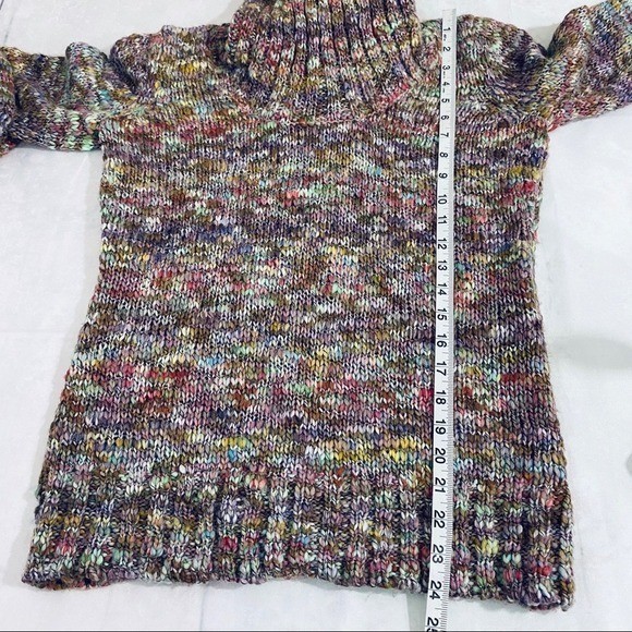 Susan Bristol Multi Color Wool Blend Off Shoulder Chunky Knit Sweater Medium