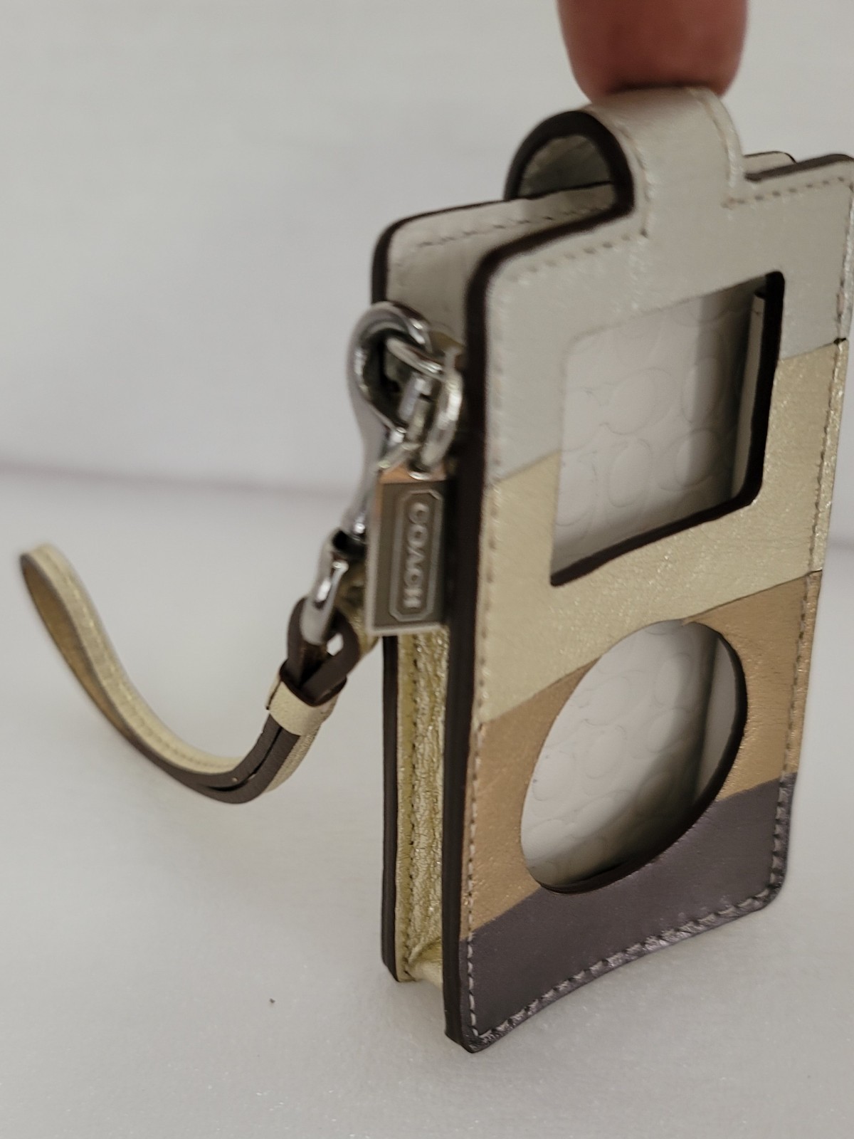 Y2K Tech Coach Metallic Colorblock Leather Ipod Nano Case, Silver