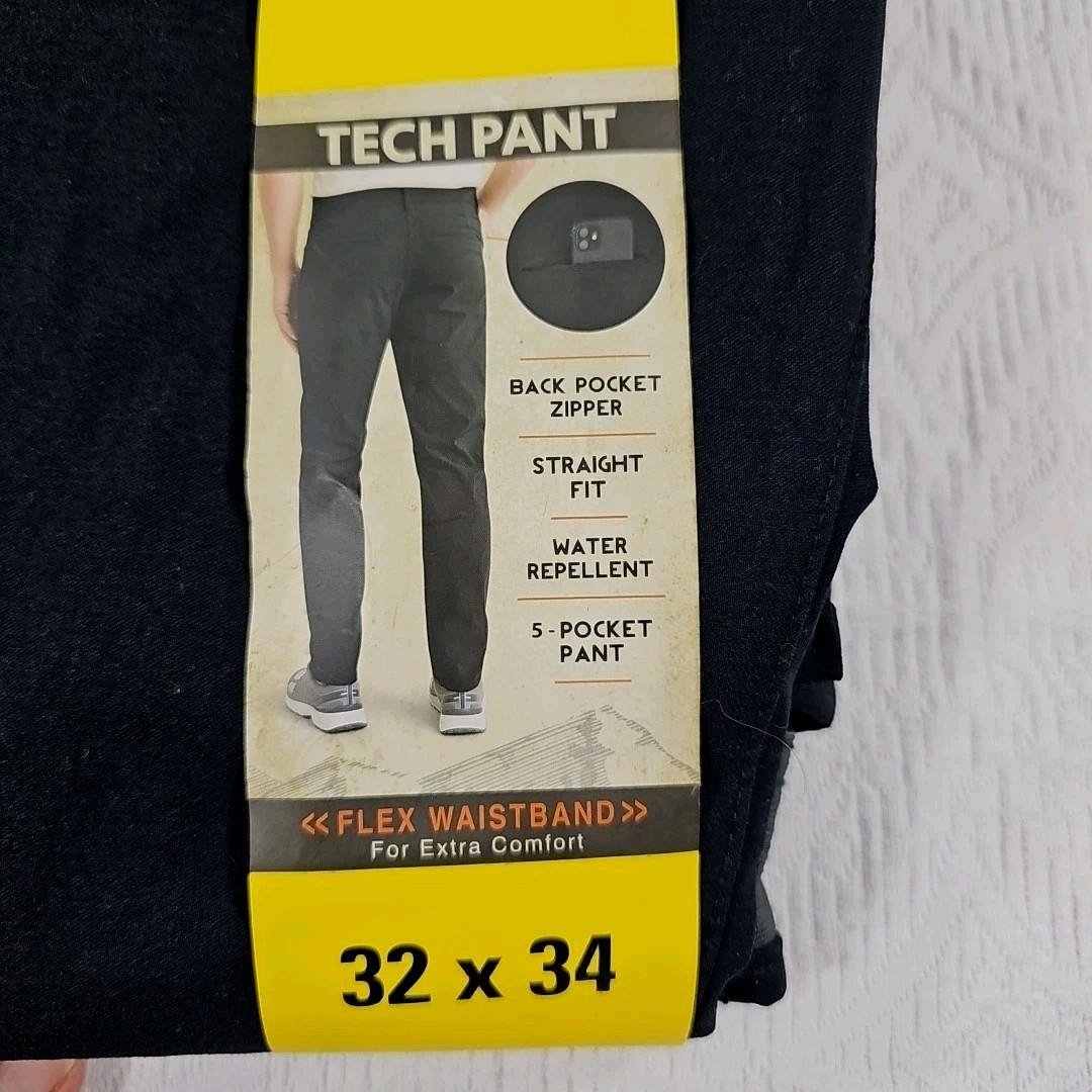 New Weatherproof Vintage Tech Pants Black Water Repellent Stretch 32×34 #1720722