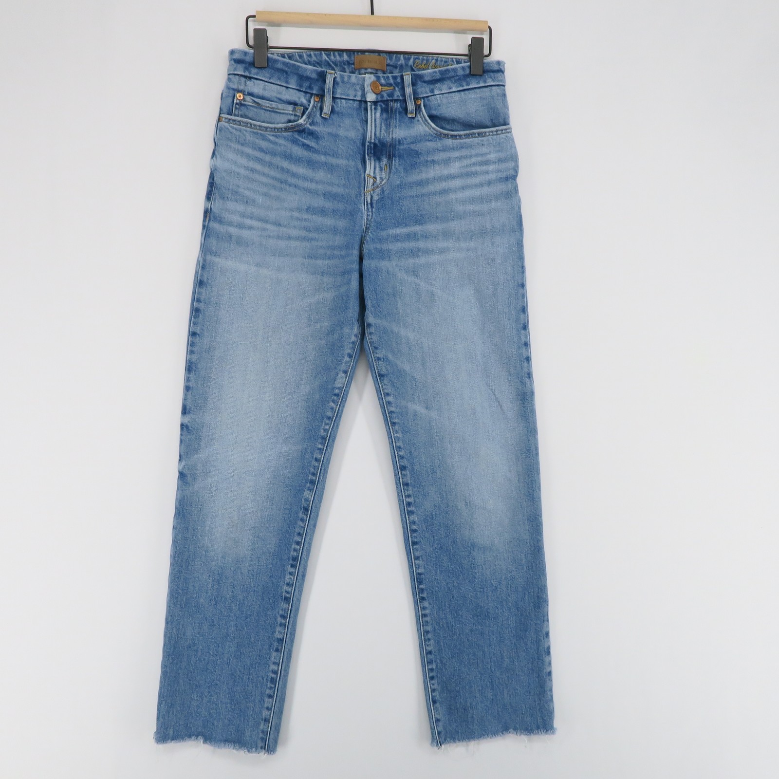 Porter Blue Rebel Straight Jeans Womens 26 Blue High Rise Stretch Raw Hem Denim