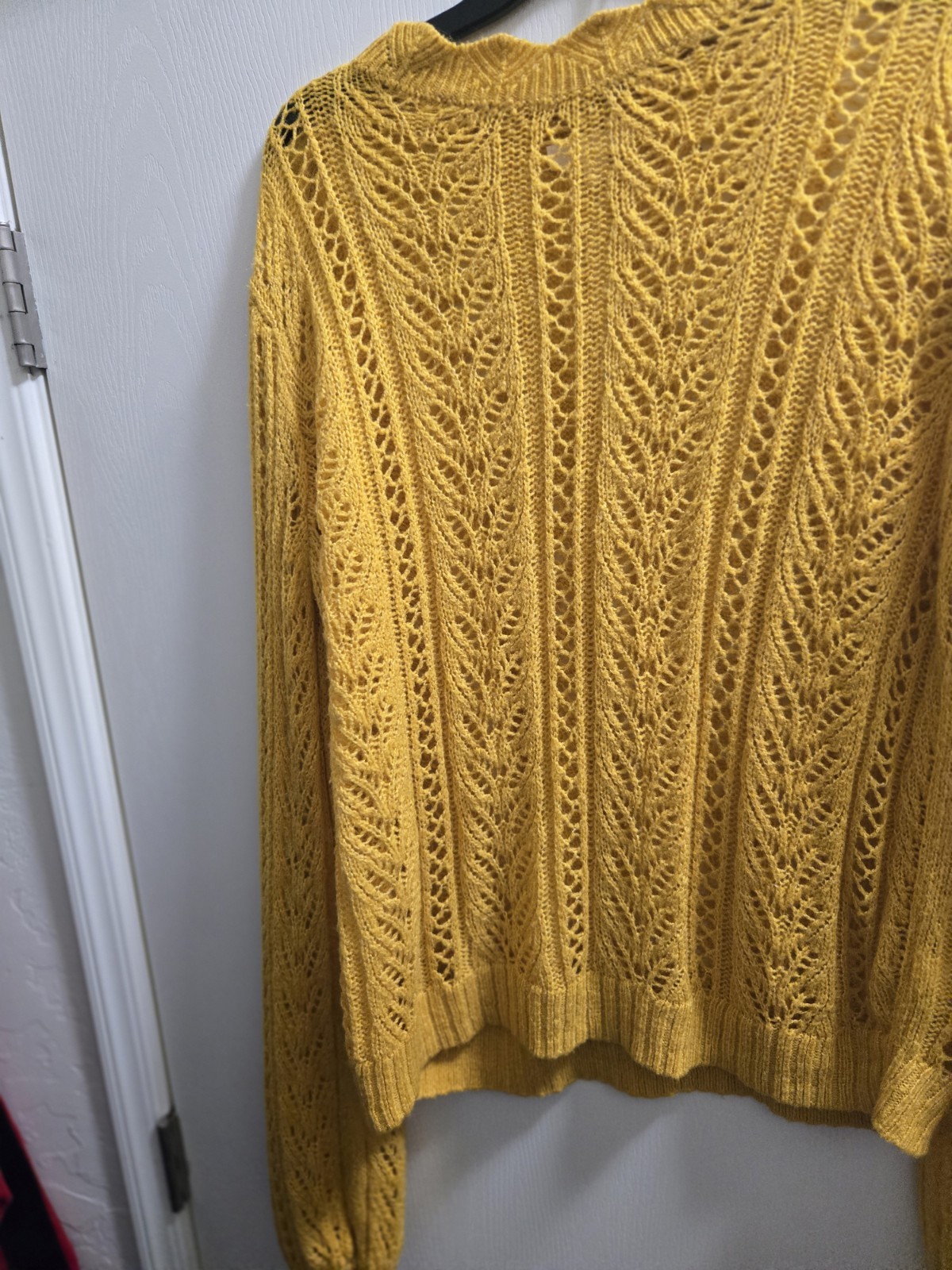 LC Lauren Conrad Women’s Open-Knit Crew Neck Pullover Sweater XXL Yellow