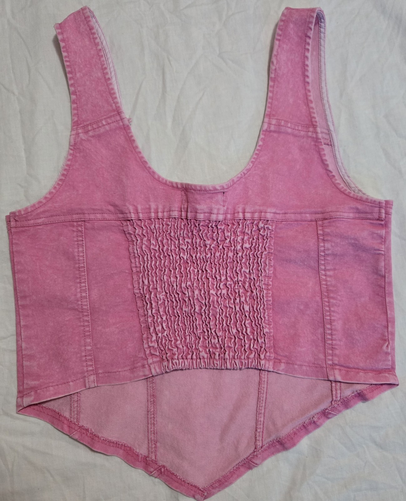Top Estilo Corset de Denim En Color Rosa Con Lavado Ácido Estilo Y2K 2000s