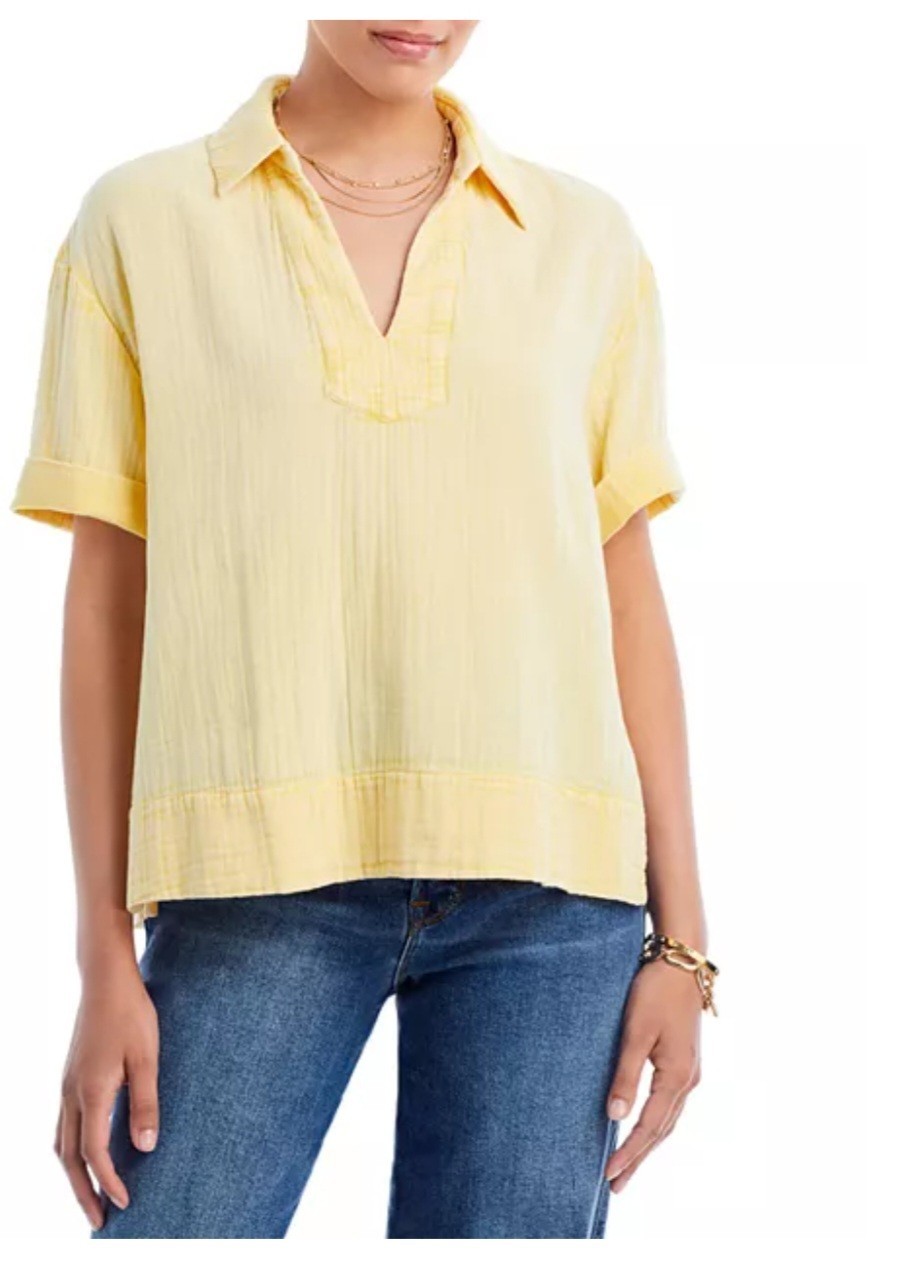 Faherty Dream Cotton Gauze Wren Top Sahara Sun Yellow Size Medium