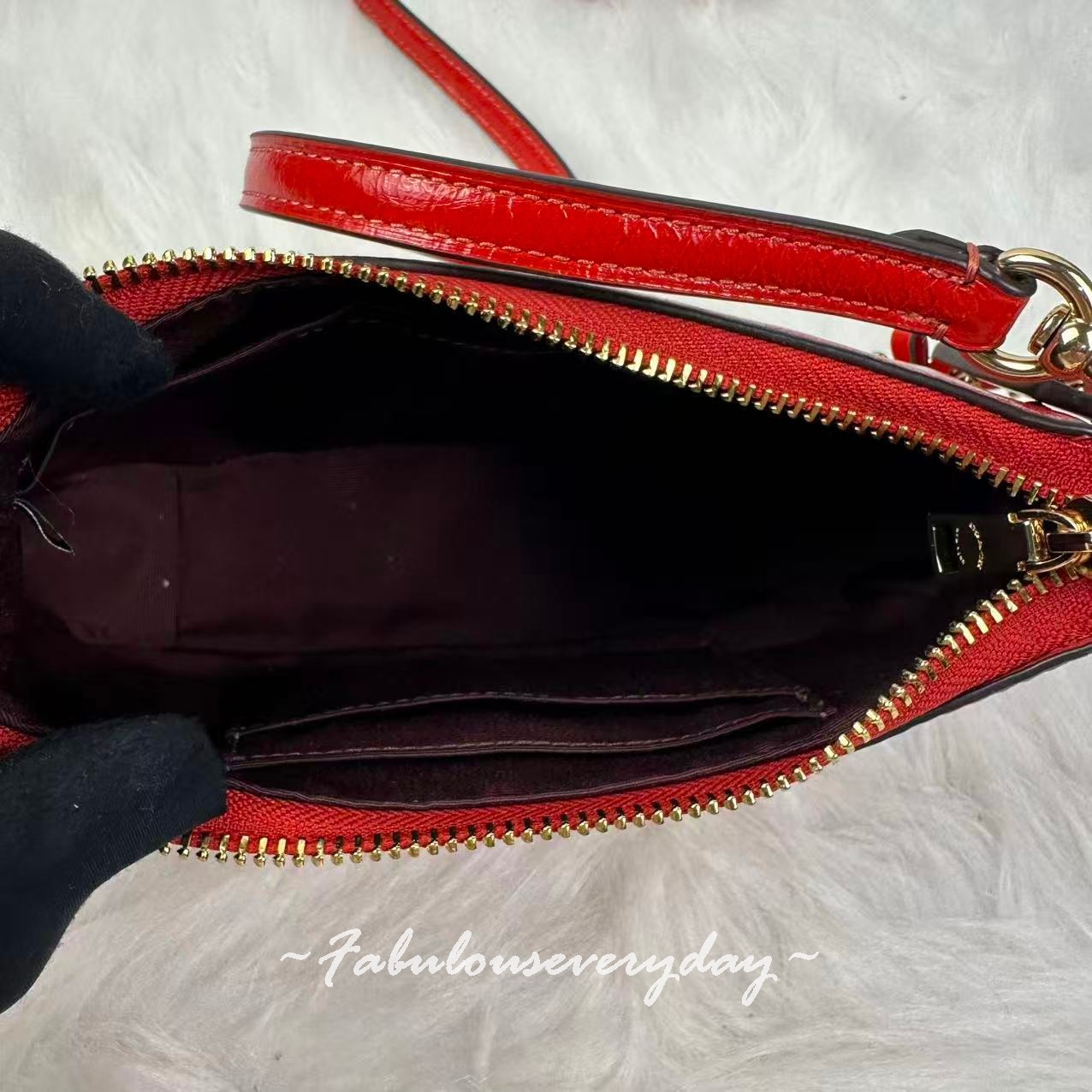 Coach Teri Mini Crossbody Bag With Bows In Leather/Gold/Bright Cherry CDW68 NWT