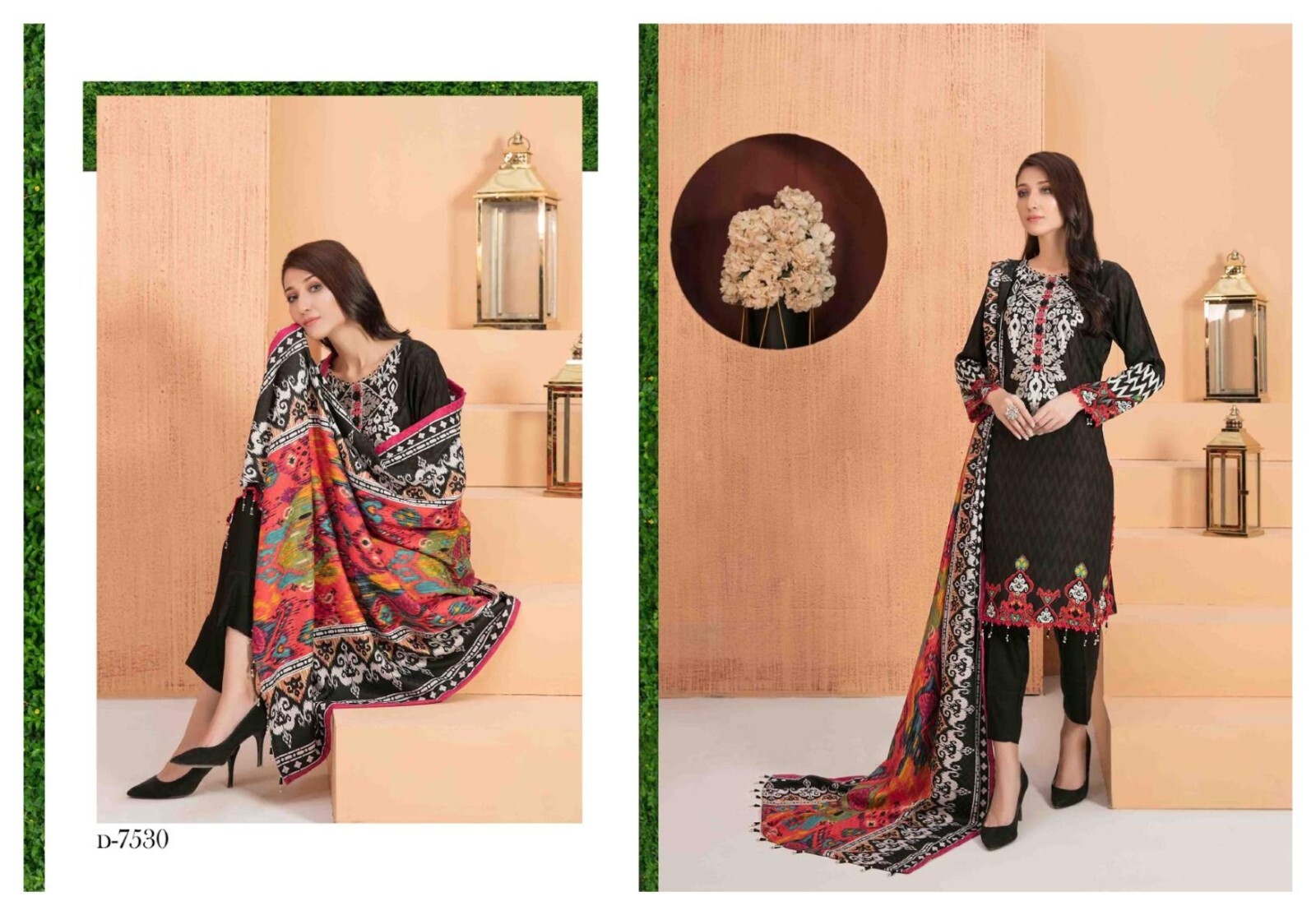 TAWAKKAL MOIRA LINEN PRINT EMBROIDERED Collection 3 PIECE SUIT READY TO WEAR