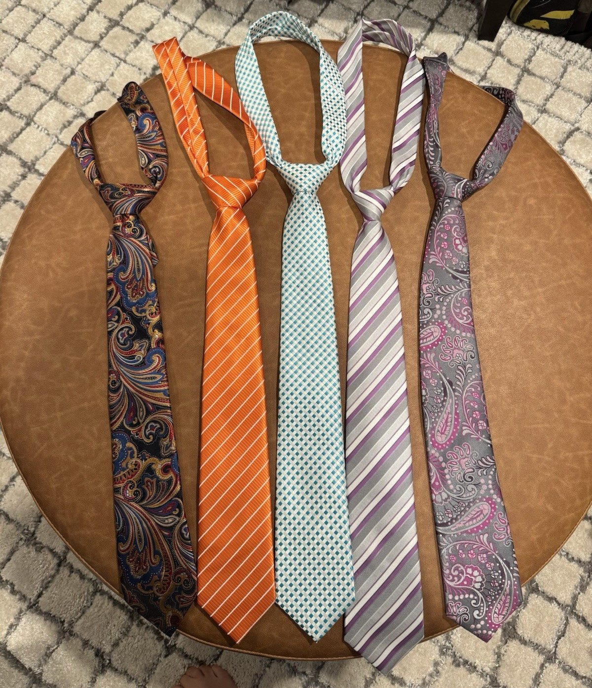 Barry Wang/Scott Allan Men’s Tie Lot of 5 Multicolor Paisley/Striped Logo