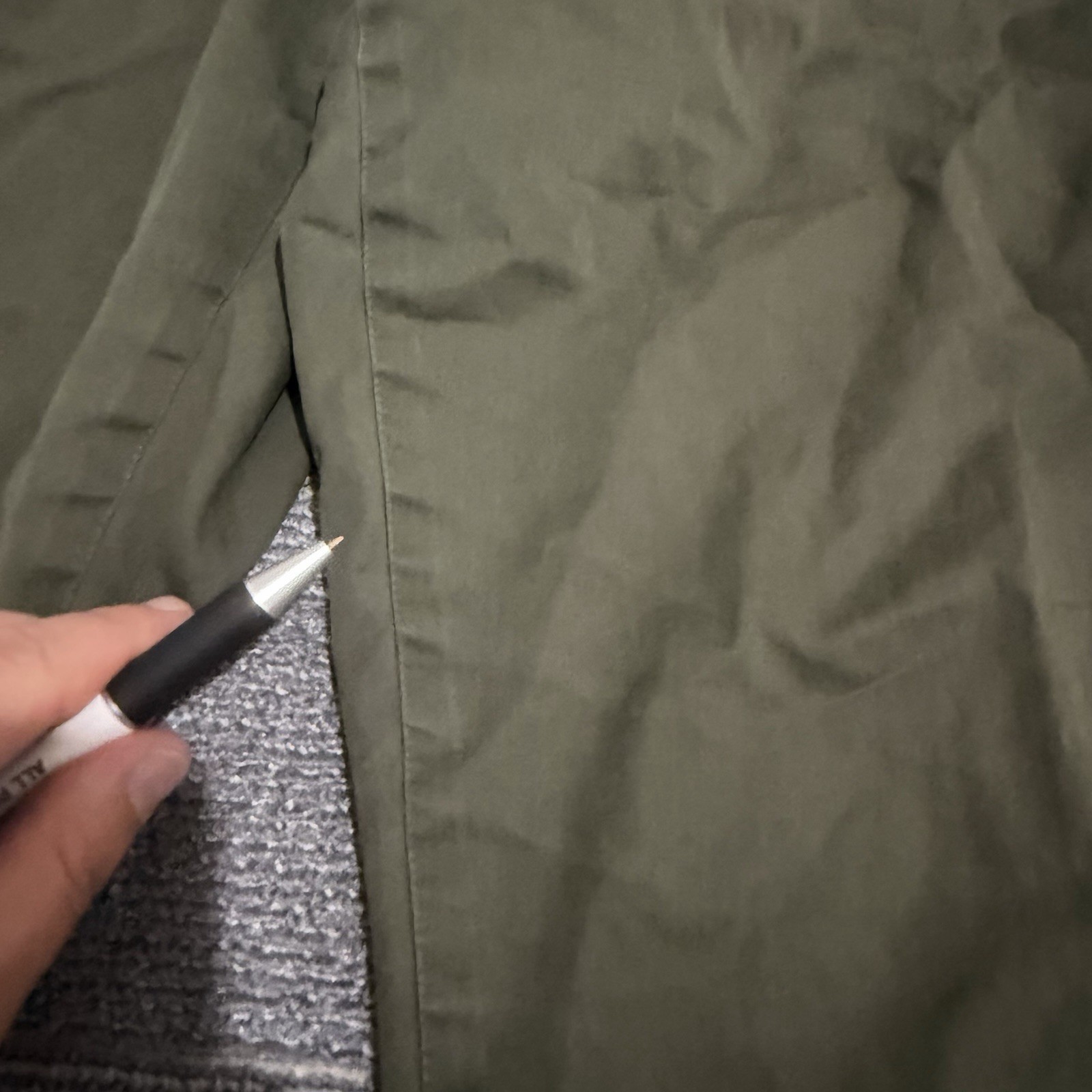Asket Pants Mens 31×32 Green Cotton Stretch The Chinos Flat Front Straight Leg*