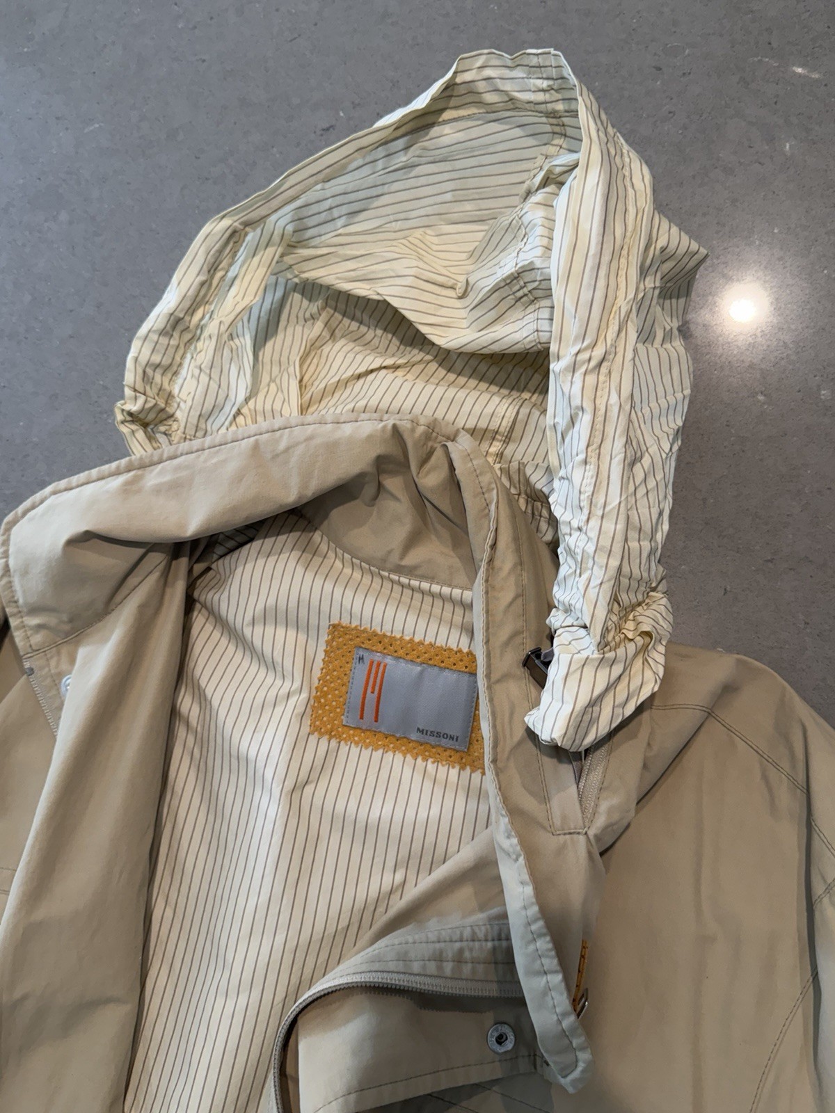 Missoni Men’s Beige Utility Field Jacket Size M Lightweight Hooded Safari Coat