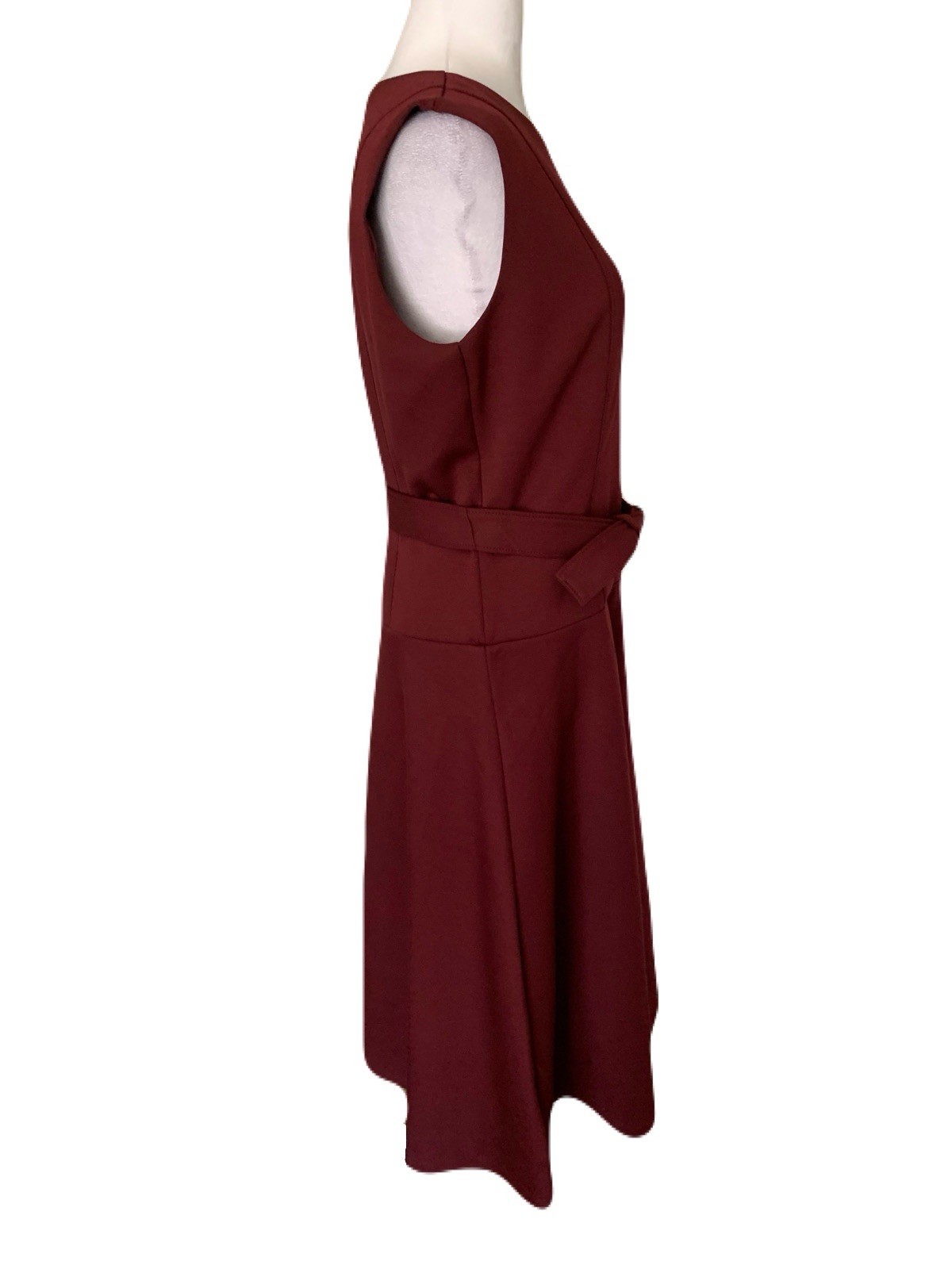 NWT Ann Taylor Size 6 Burgundy Belted Sleeveless Sheath Dress Career Office