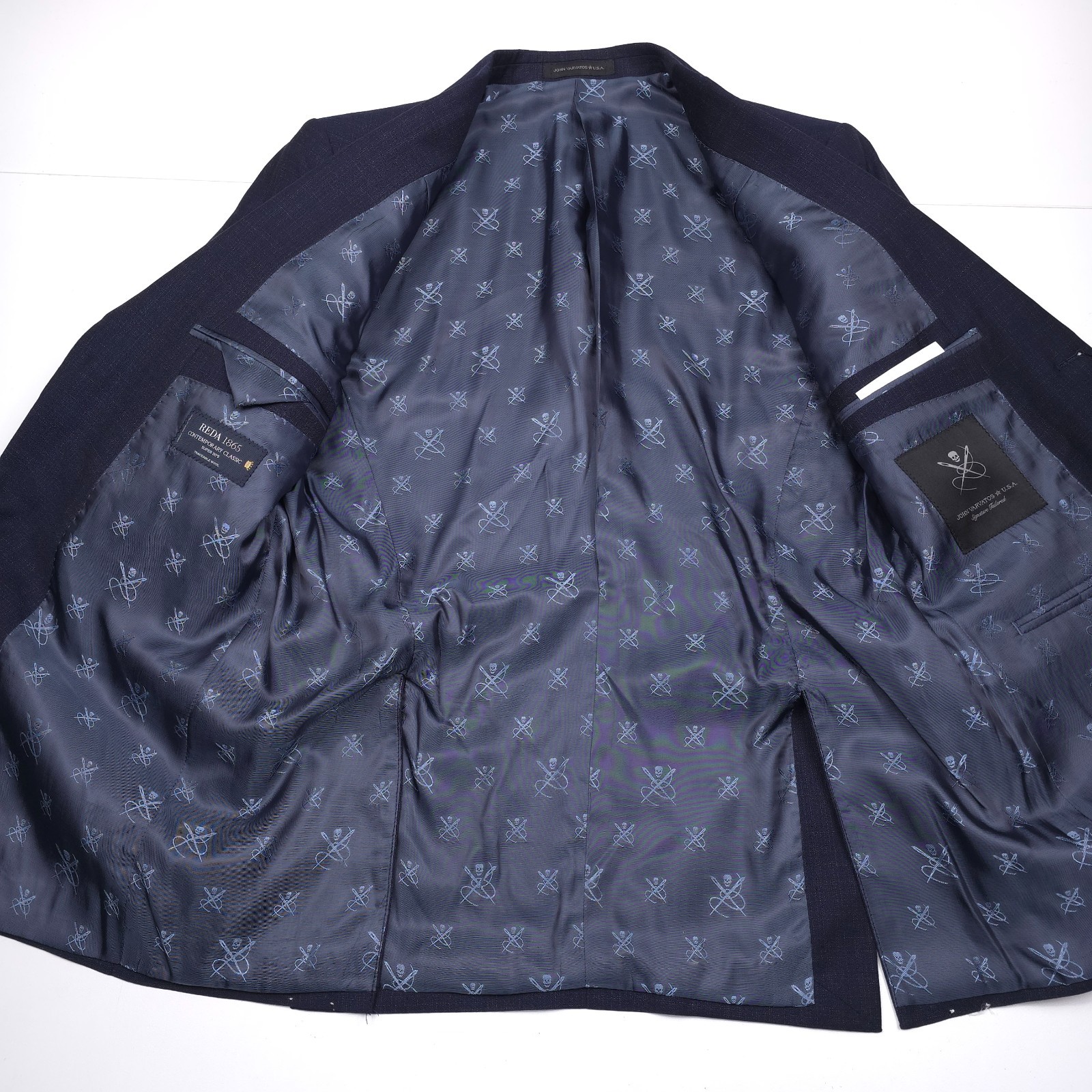 John Varvatos Bleecker Suit Jacket Mens 40R Blue Melange Reda Wool Super 110s
