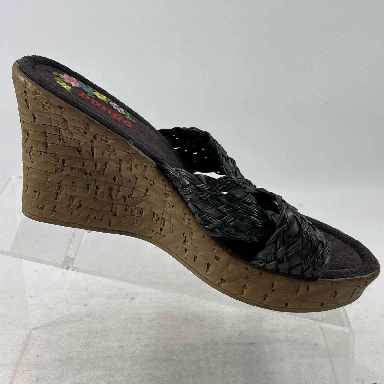 Vintage BONGO Y2K Black Chunky Platform Wedge Shoes Women’s Size 8M Strappy 90s