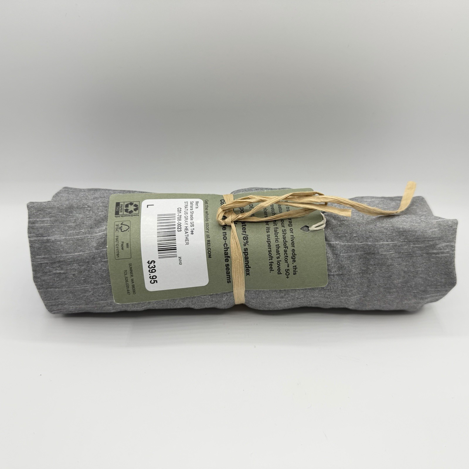 REI Sahara Shade Tee Men’s Large Gray Heather UPF Sun Shirt