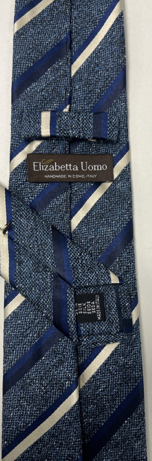 Elizabetta Uomo Blue Striped 100% Silk Tie Handmade In Como Italy 58×3.25
