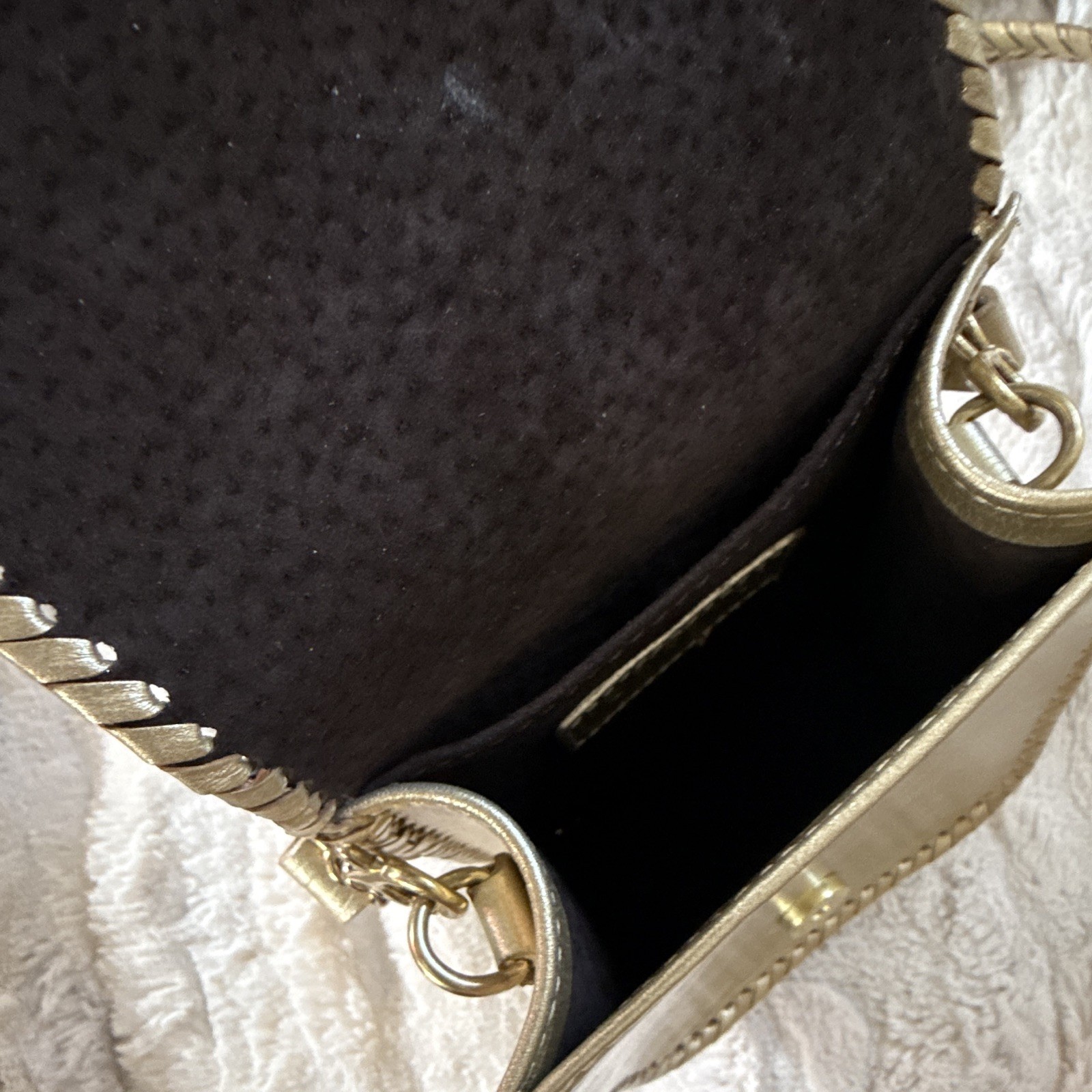 Origenes Metallic Gold Small Hand Tooled Leather Crossbody Bag/Magnetic Clasp
