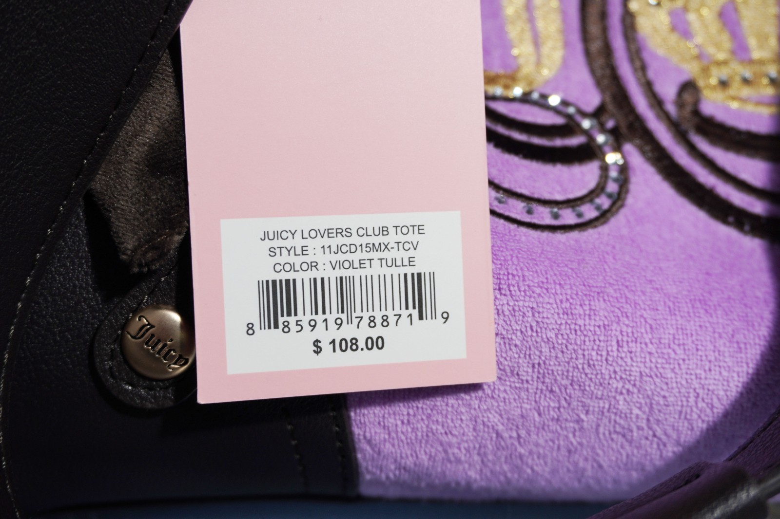 Juicy Couture Daydreamer Lovers Club Tote Violet Tulle Y2K Style Bag Purple