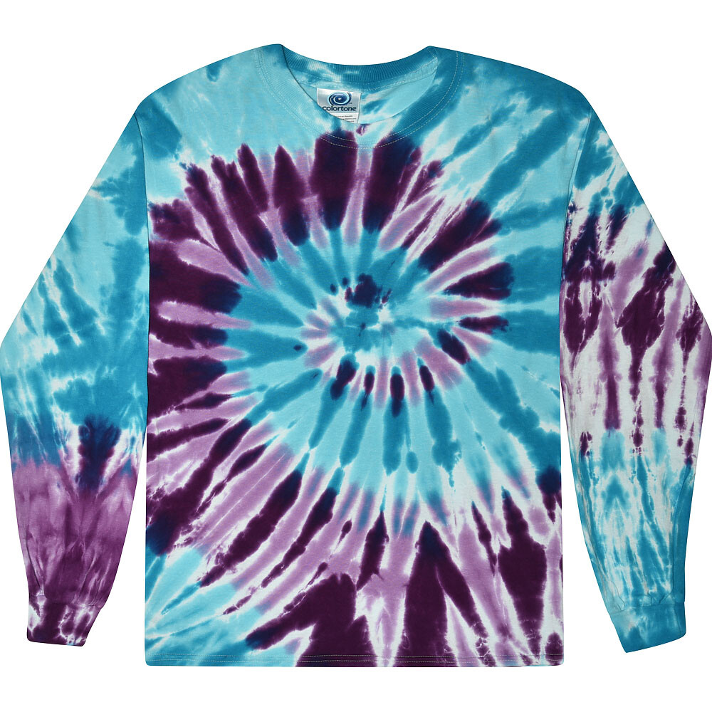 Long Sleeve Tie Dye T-Shirts Multicolor Adults & Kids Size Cotton Colortone