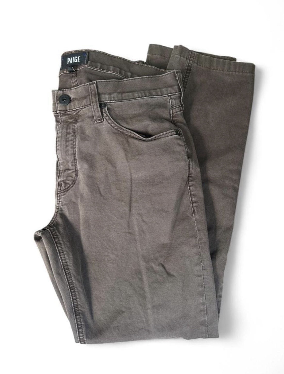 PAIGE Mens Slim Straight Jeans Sz W32 Brown Taupe Stretch Premium Denim