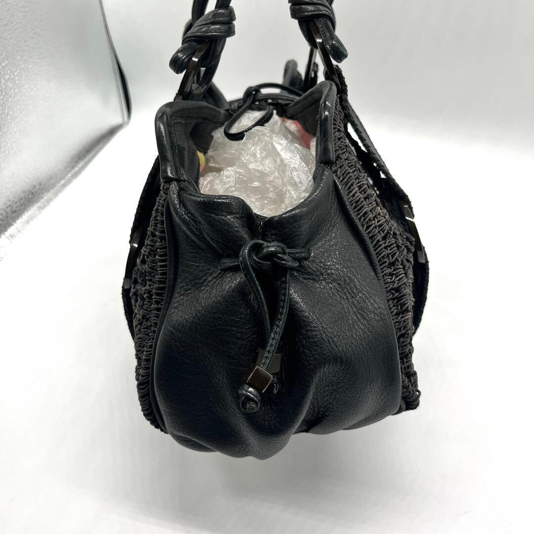 JAMIN PUECH Handbag Art Bag Leather Black Authentic From Japan