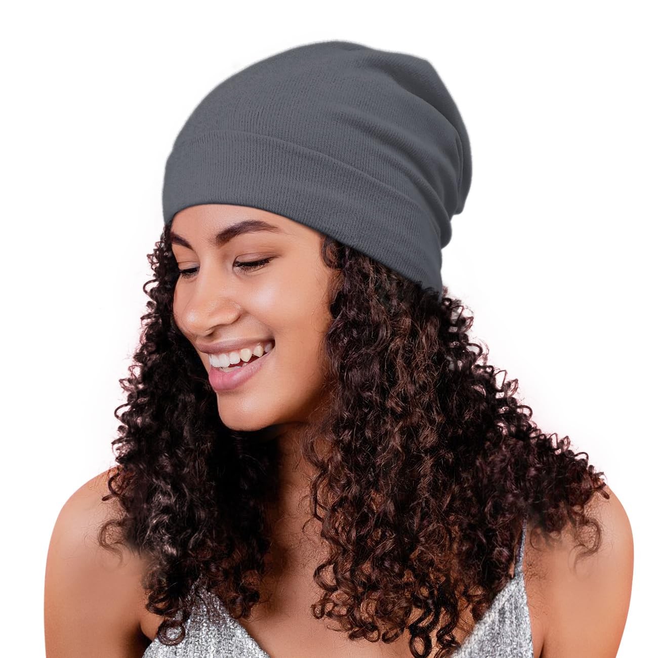 Alnorm Satin Lined Winter Hats for Women Natural Hair Girl One Size, Gray
