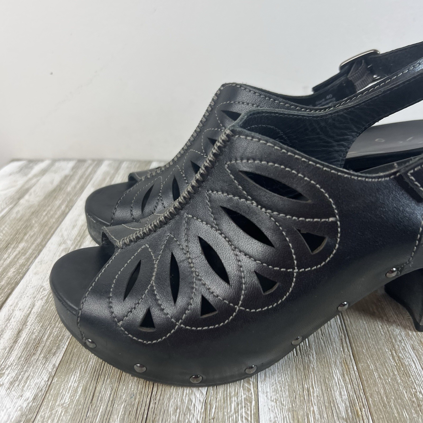 Dansko Sandals 40 Rowena Platform Slingback Boho 9.5/ 10 Black