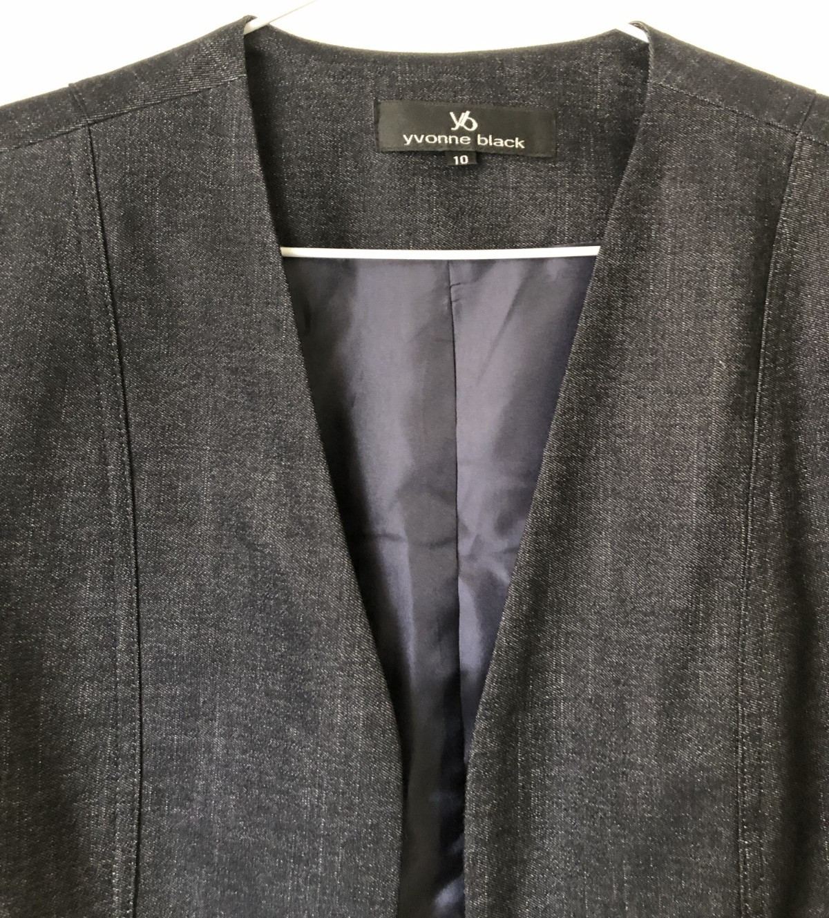 YVONNE BLACK Fully Lined Black Denim Look 2-in-1 Jacket – Size 10