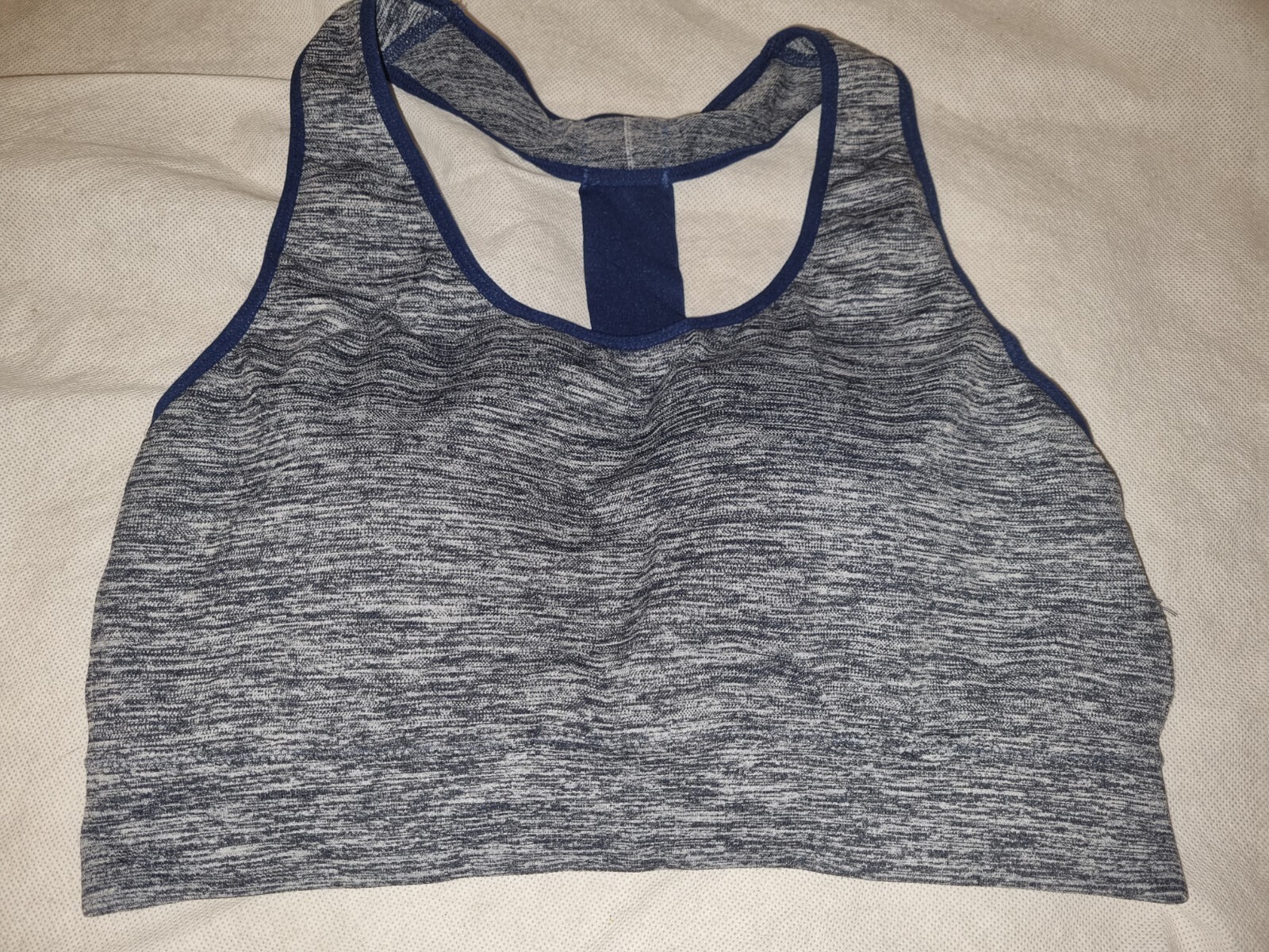 Gorgeous Navy Blue Grey WORK OUT wirefree sports gym exercise Bra Size 14 16