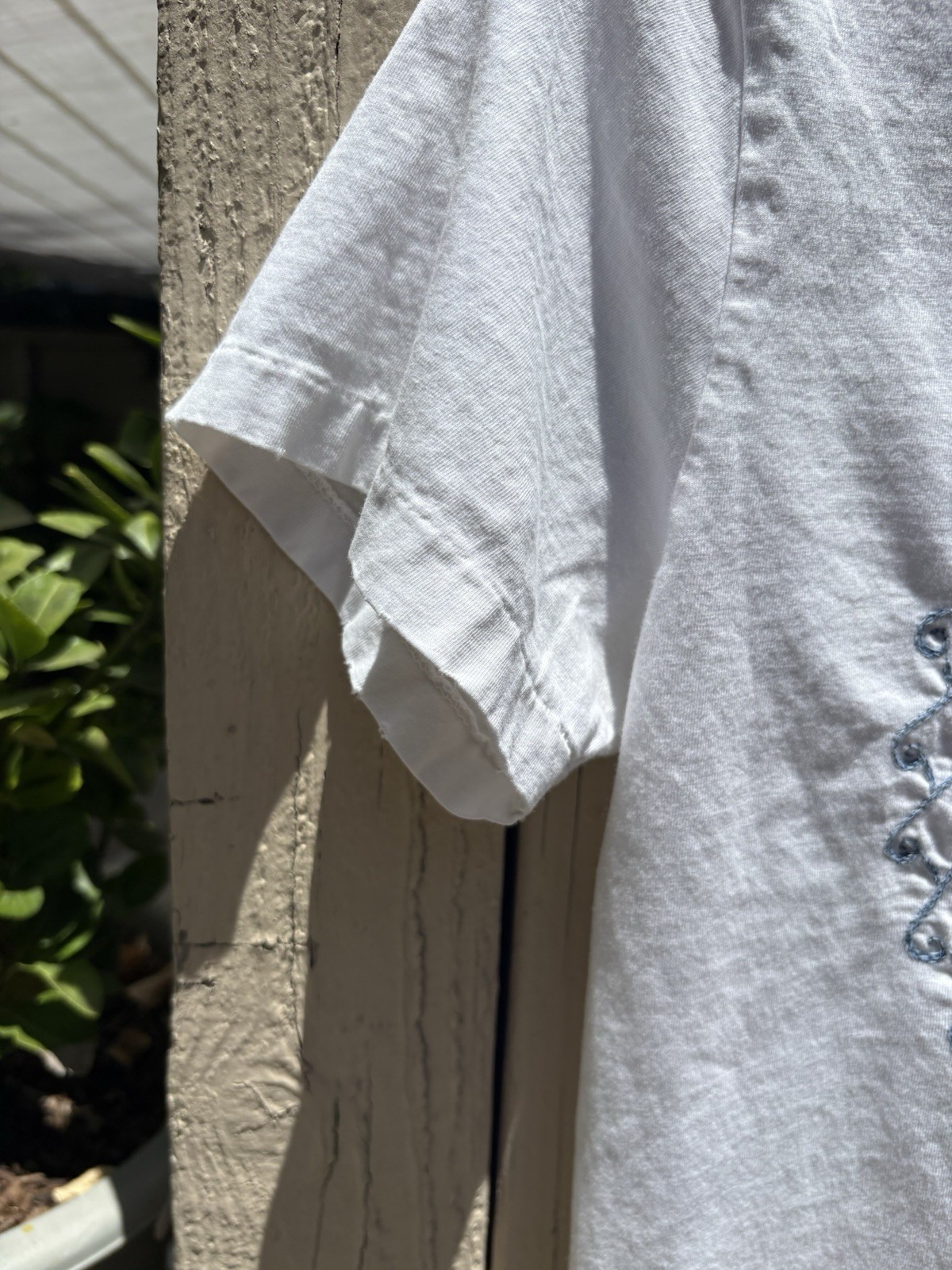 Reno Relief Tyler Skull T-Shirt Off White/Indigo Embroidery Size S Made in Japan
