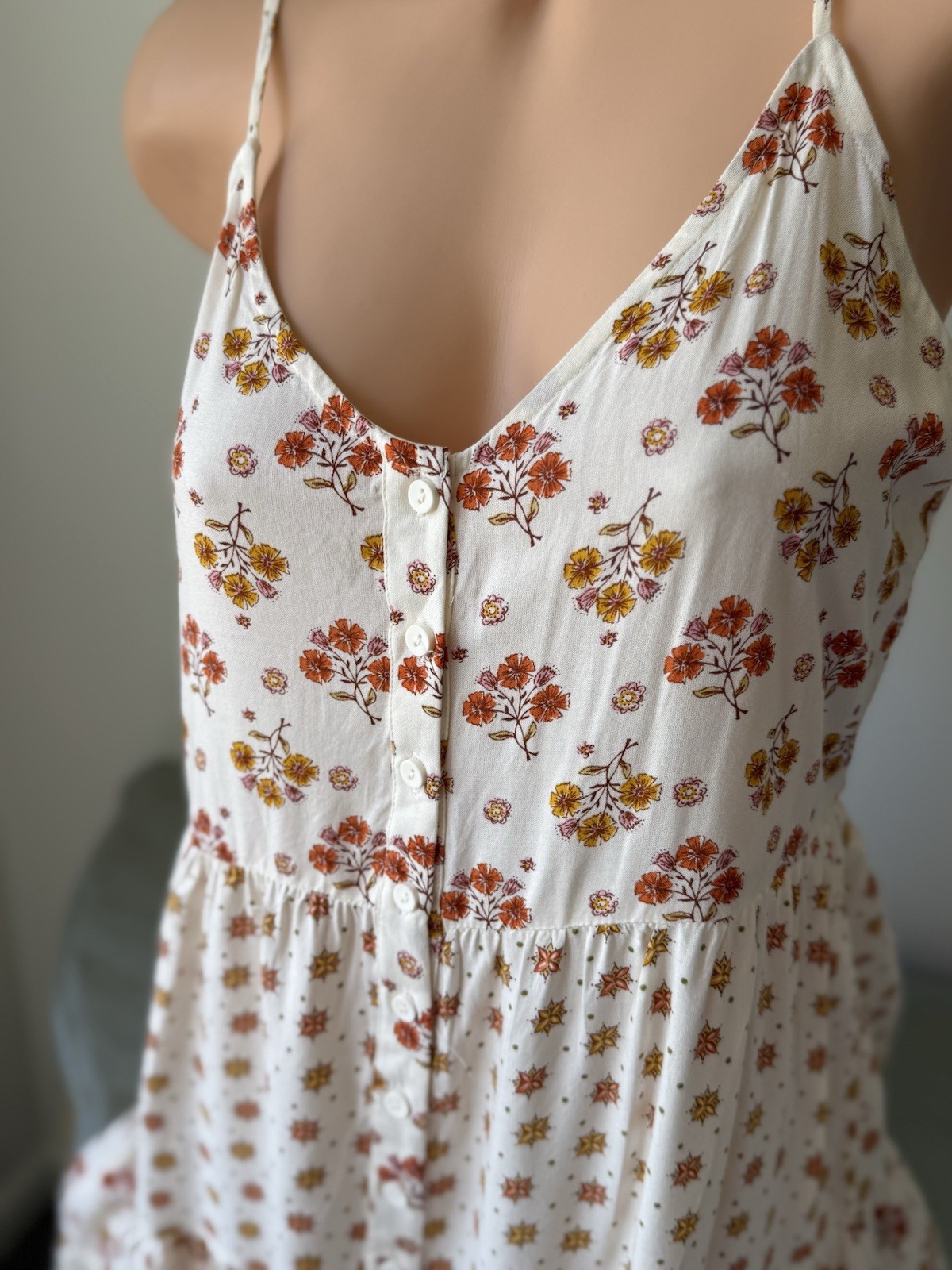 Boho Tiered Floral Midi Dress Cottagecore Prairie Sundress NWT M Granola Gypsy
