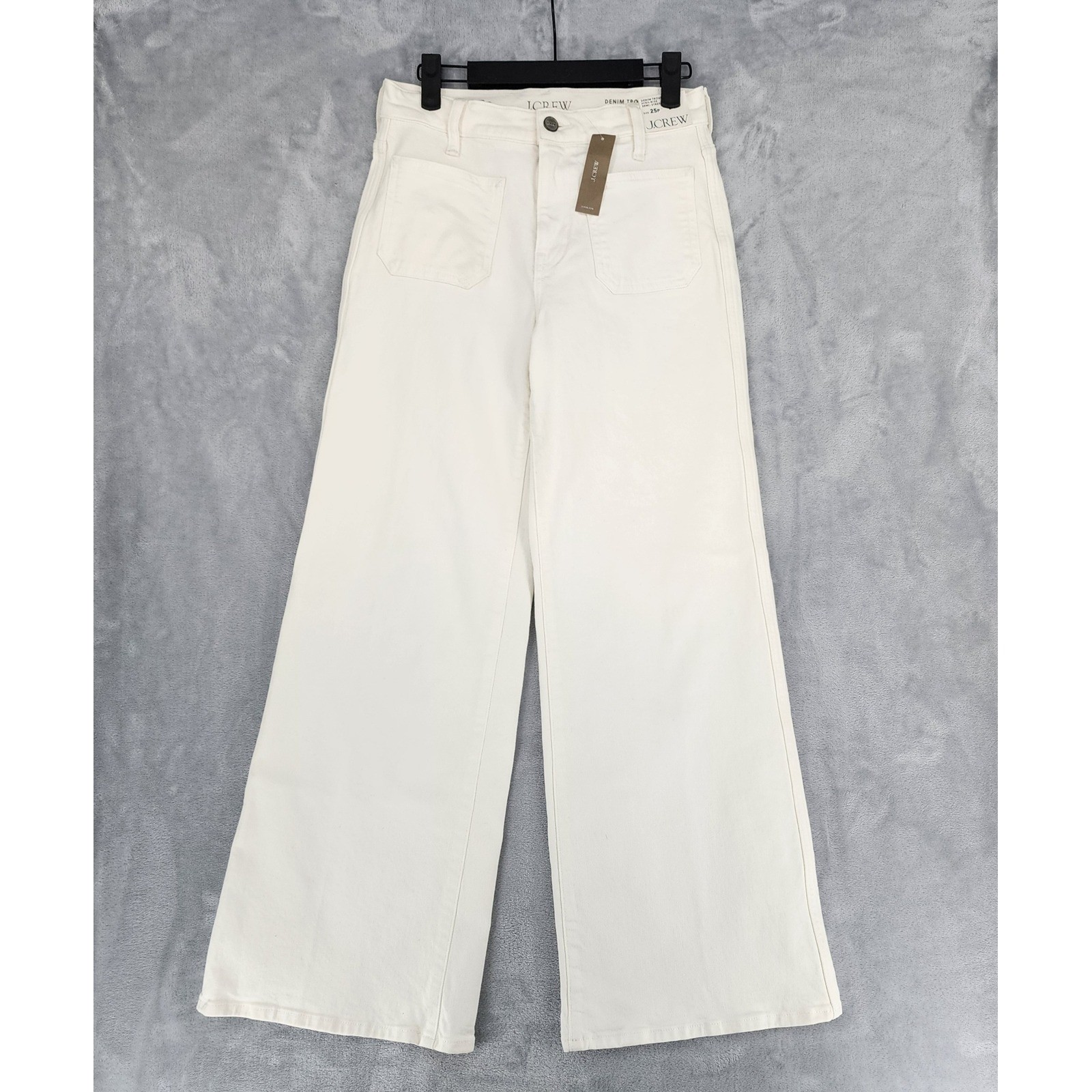 J.Crew Jeans Womens Size 25 Petite White Wide Leg Denim Trouser Patch Pocket 25P