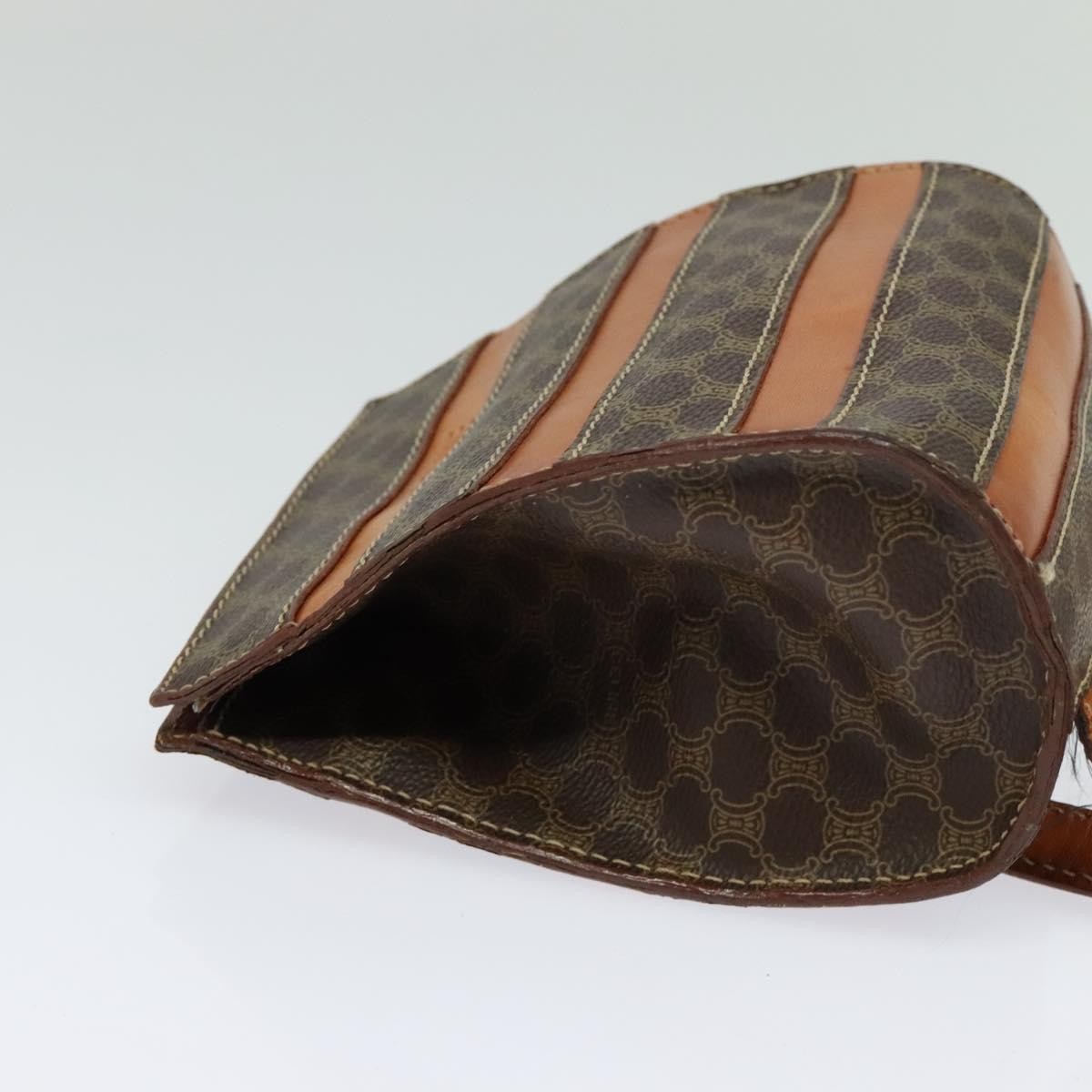 CELINE Macadam Canvas Backpack PVC Leather Brown Gold Auth 131672