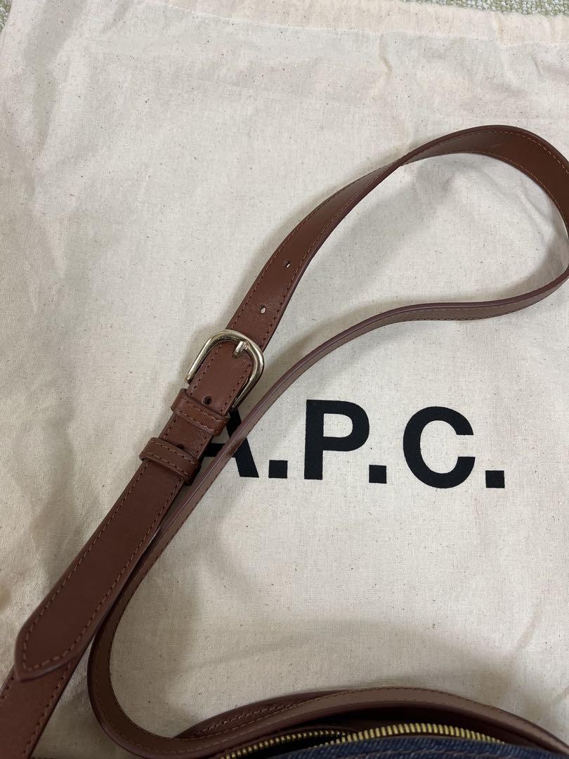 A.P.C shoulder bag denim leather brown half moon